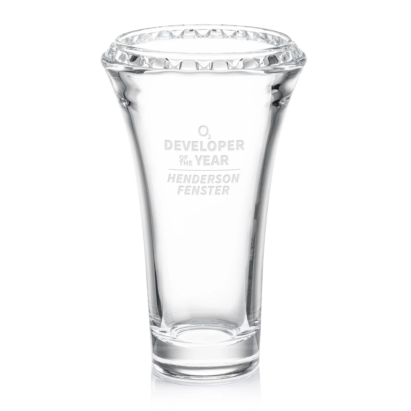 Custom Lead Free Crystalline Vase with Deep-Cut Faceted Pattern for employee recognition