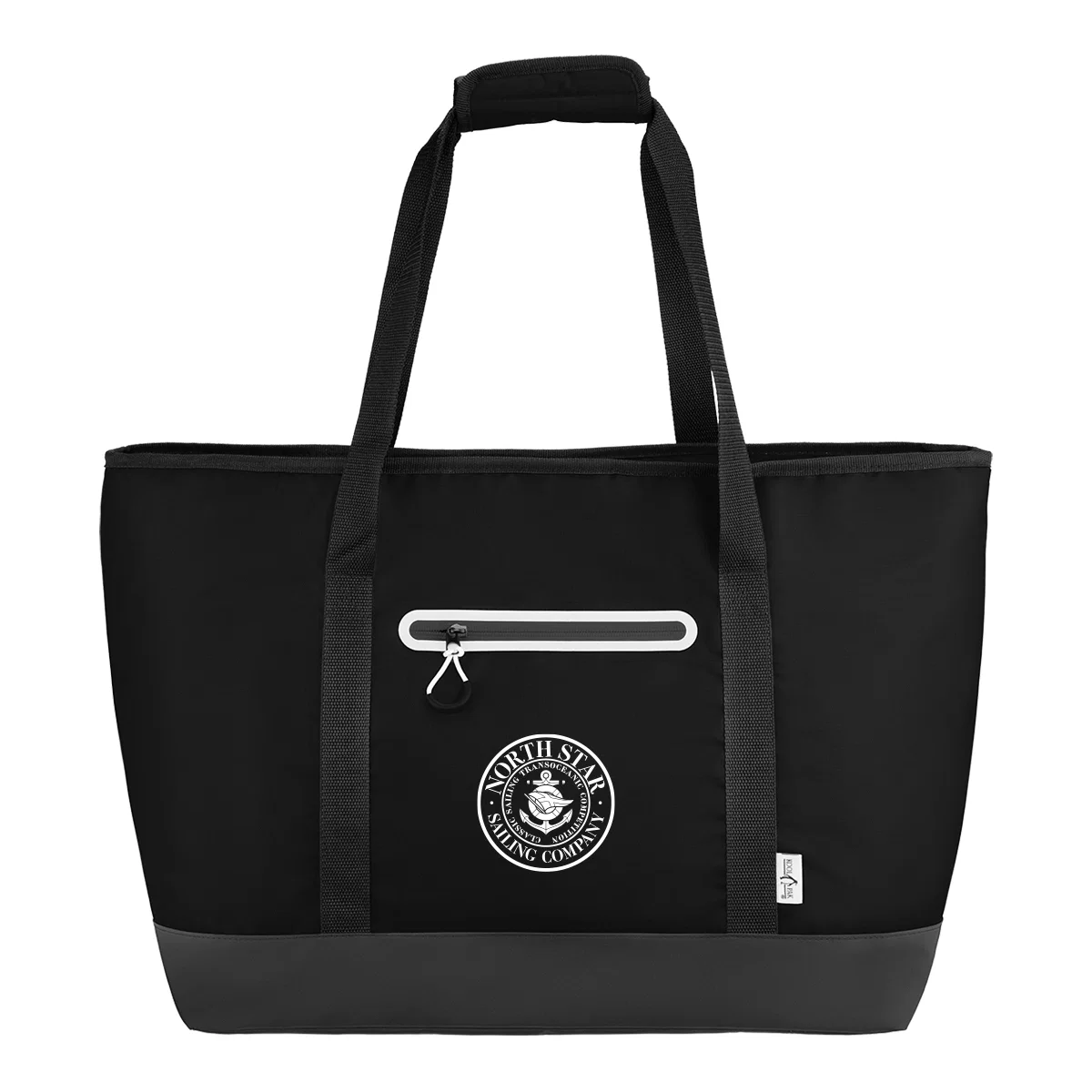 Front panel of the tote showing its wide zippered main compartment