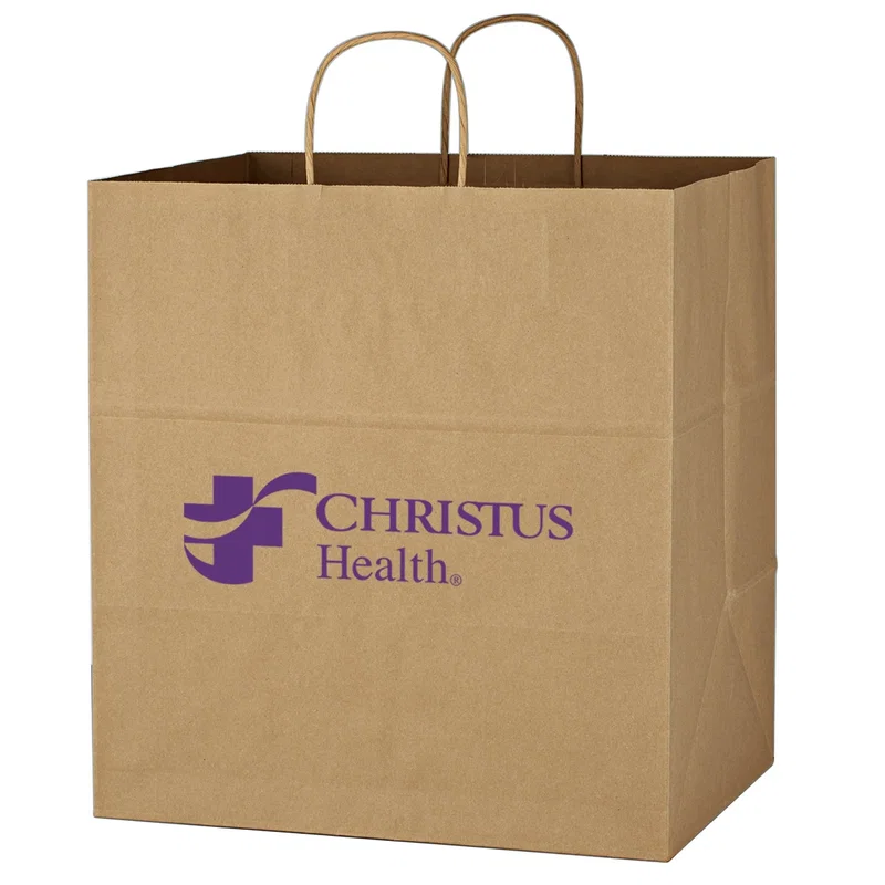 Kraft Paper Brown Shopping Bag - 14" x 15" — view 2