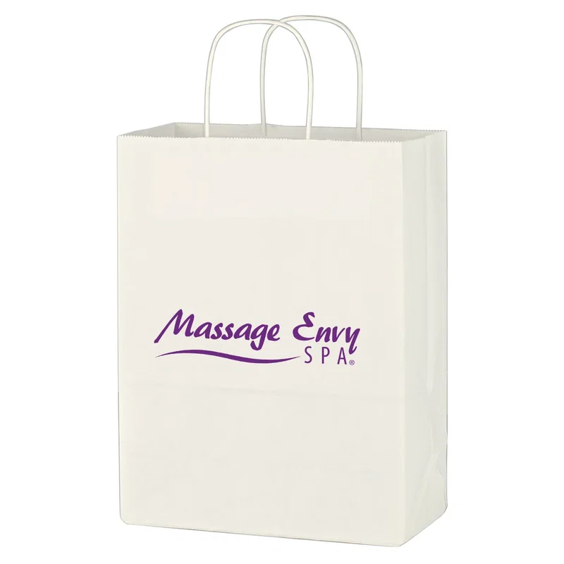 Kraft Paper White Shopping Bag - 10" x 13" — view 2