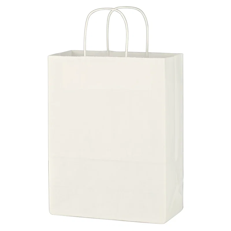 Kraft Paper White Shopping Bag - 10" x 13" — view 3