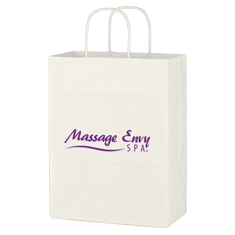 Kraft Paper White Shopping Bag - 10" x 13" — view 4