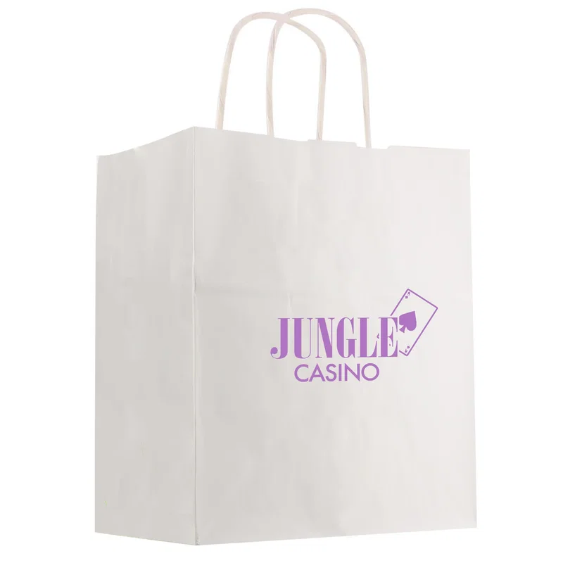 Kraft Paper White Shopping Bag - 13" x 17" — view 2