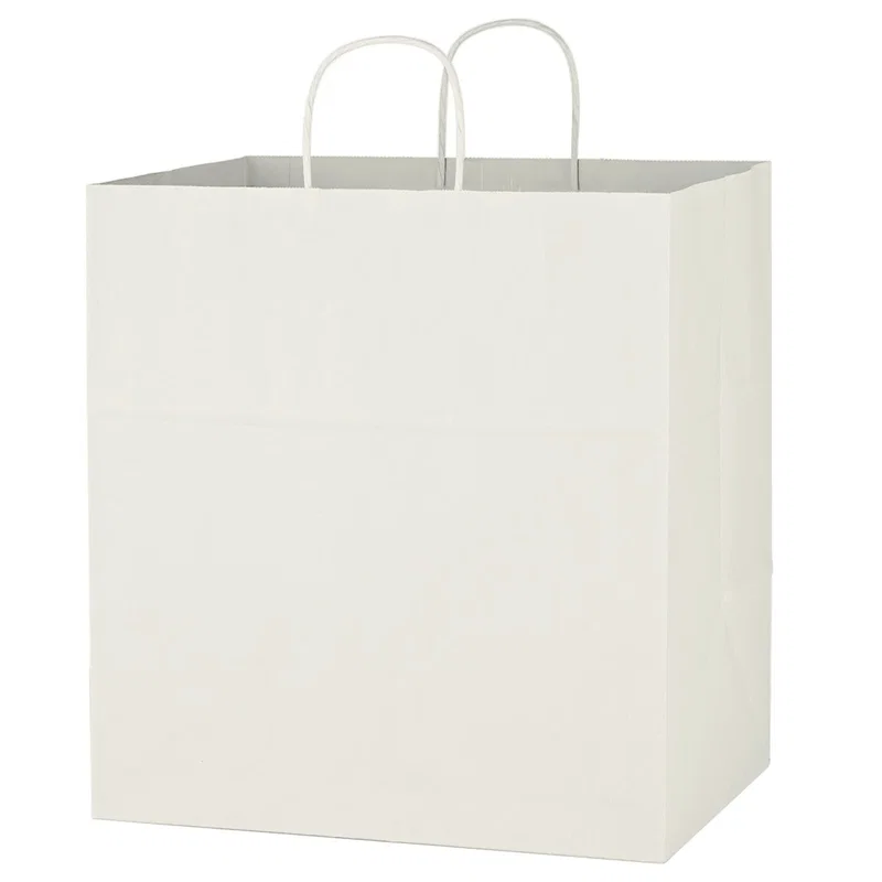 Kraft Paper White Shopping Bag - 14" x 15" — view 2