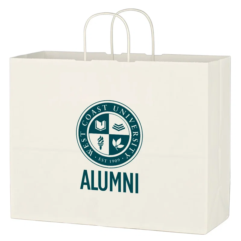 Kraft Paper White Shopping Bag - 16" x 12-1/2" — view 2