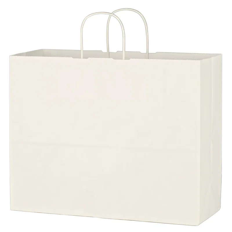 Kraft Paper White Shopping Bag - 16" x 12-1/2" — view 3