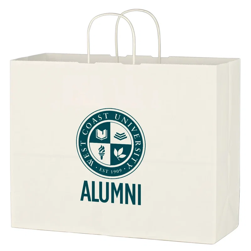 Kraft Paper White Shopping Bag - 16" x 12-1/2" — view 4