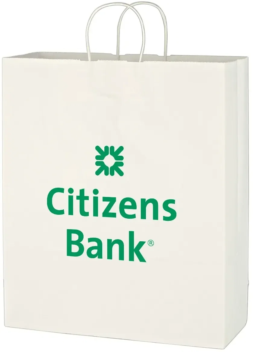 White paper shopping bag available in nine different sizes