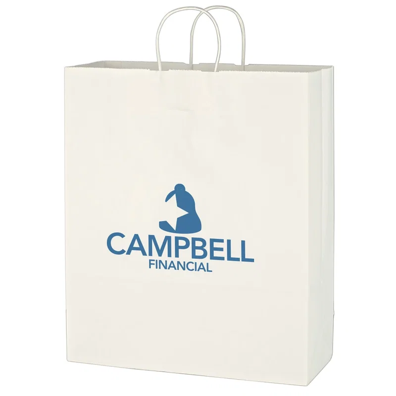 Kraft Paper White Shopping Bag - 16" x 19" — view 3