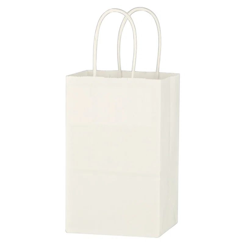 Kraft Paper White Shopping Bag - 5-1/4" X 8-1/4" — view 2