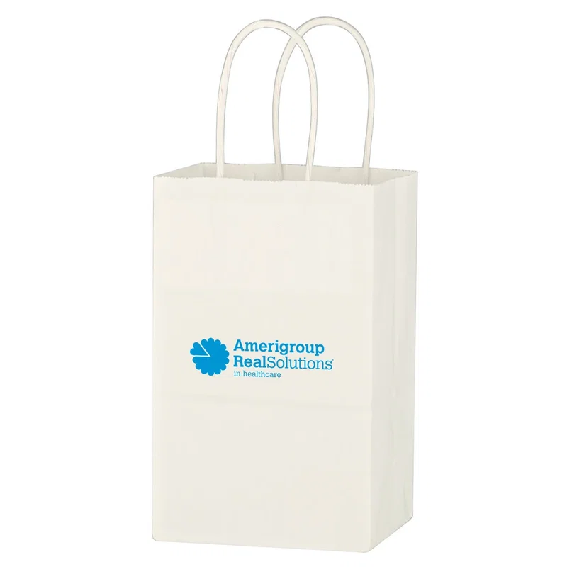 Kraft Paper White Shopping Bag - 5-1/4" X 8-1/4" — view 3