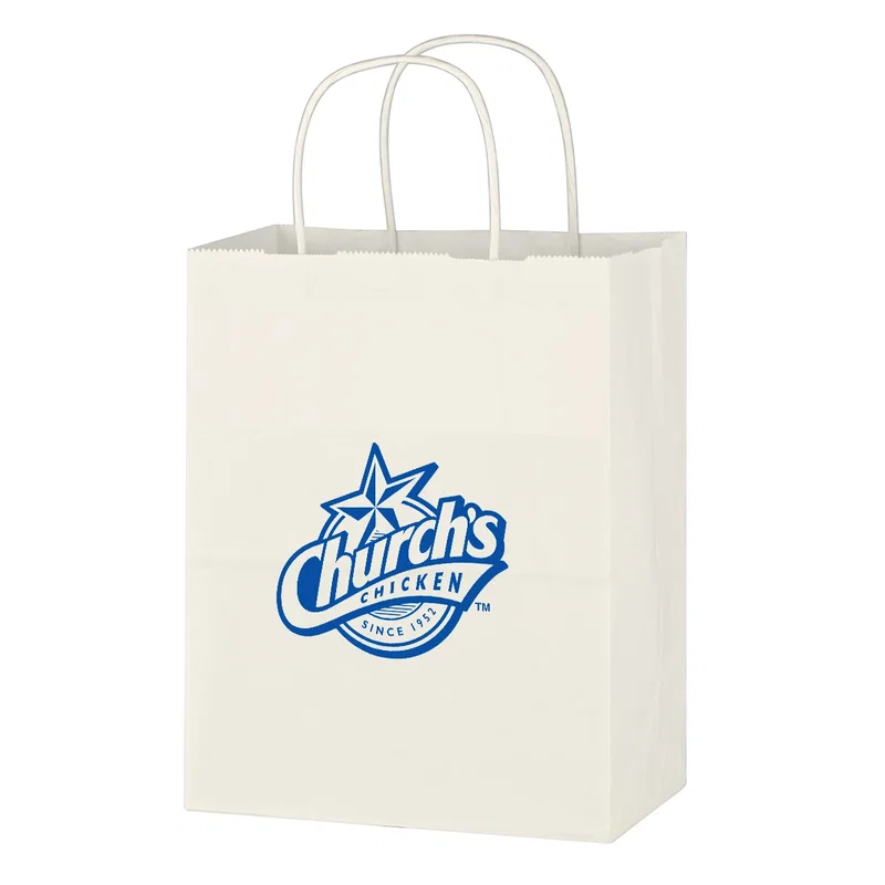 Kraft Paper White Shopping Bag - 8" x 10-1/4" — view 2
