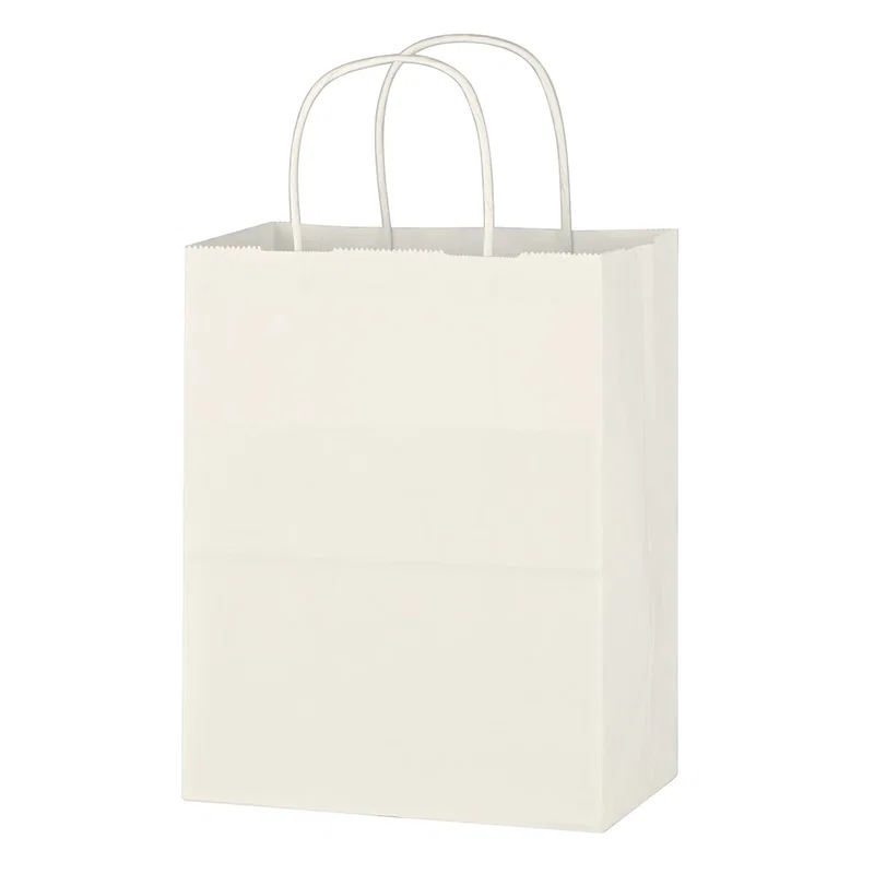 Kraft Paper White Shopping Bag - 8" x 10-1/4" — view 3