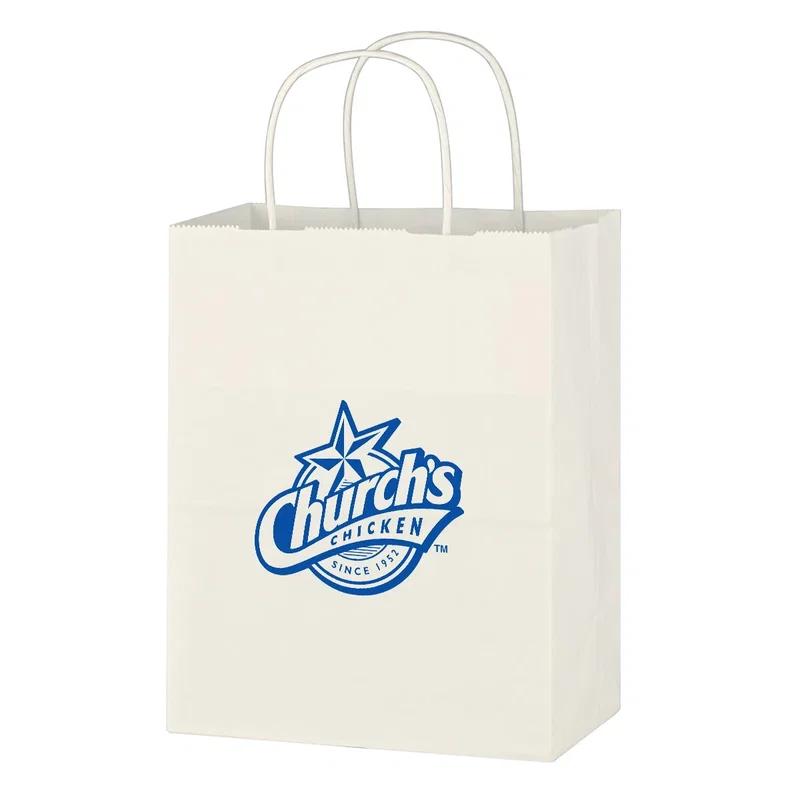 Kraft Paper White Shopping Bag - 8" x 10-1/4" — view 4