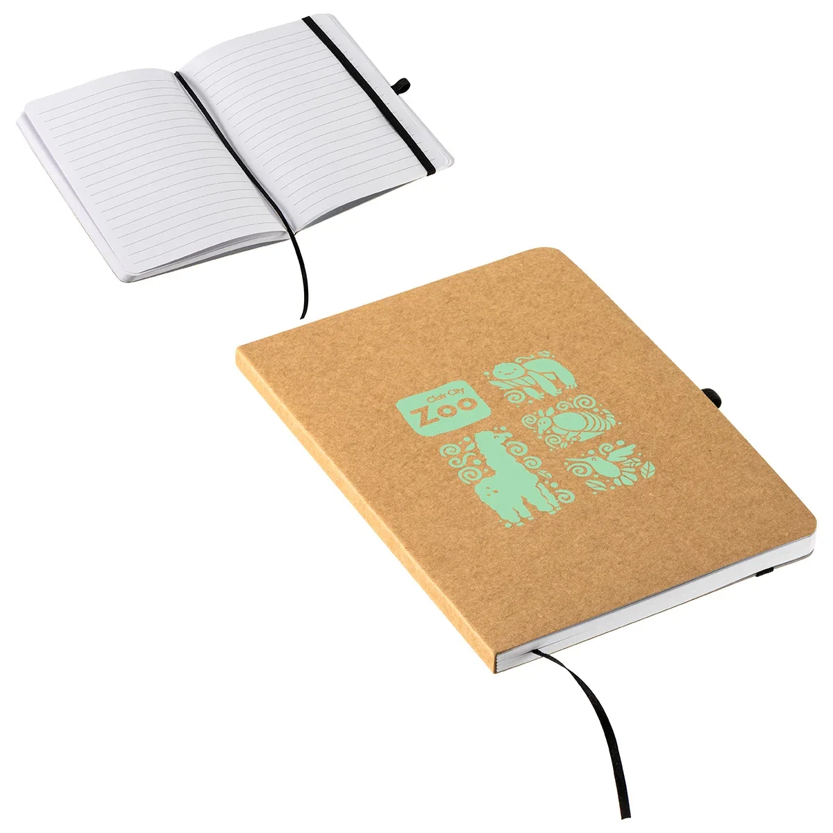 Custom Kraft Recycled Journal, front view of the branded journal
