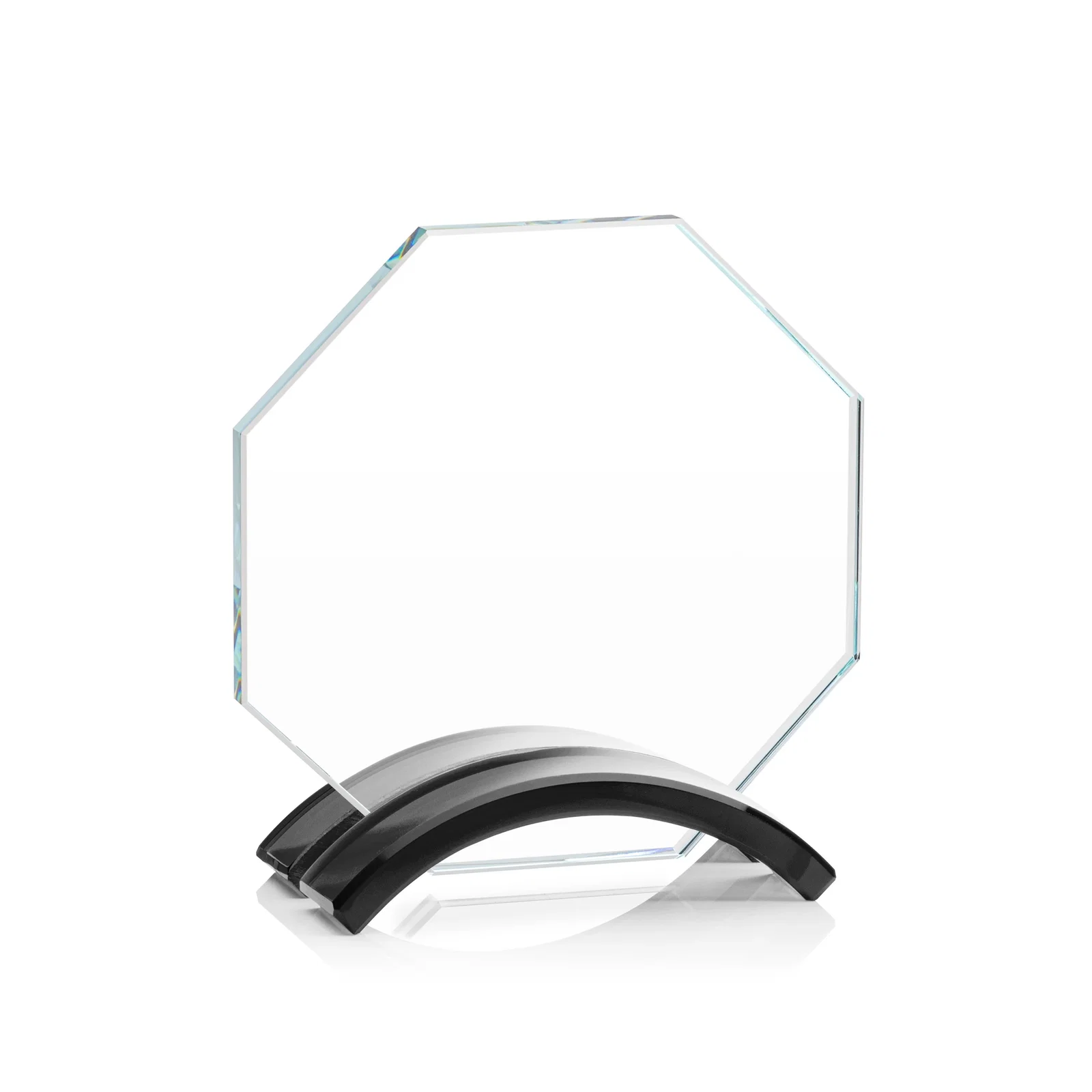 Personalized Starfire Crystal Octagon Award on Arch Base, awards for dealer and partner awards