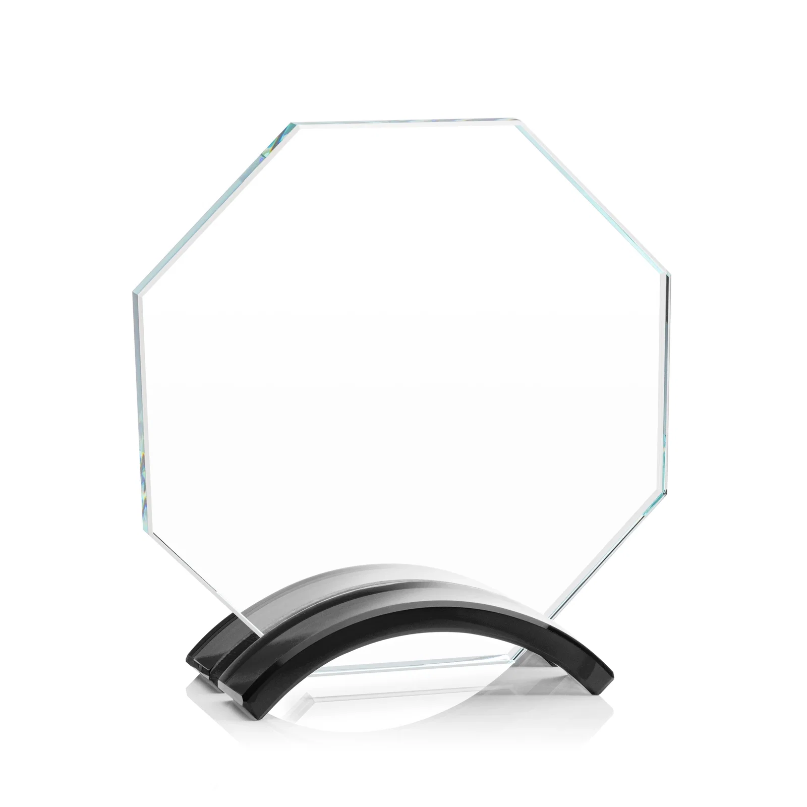 Personalized Starfire Crystal Octagon Award on Arch Base, awards for company anniversary events