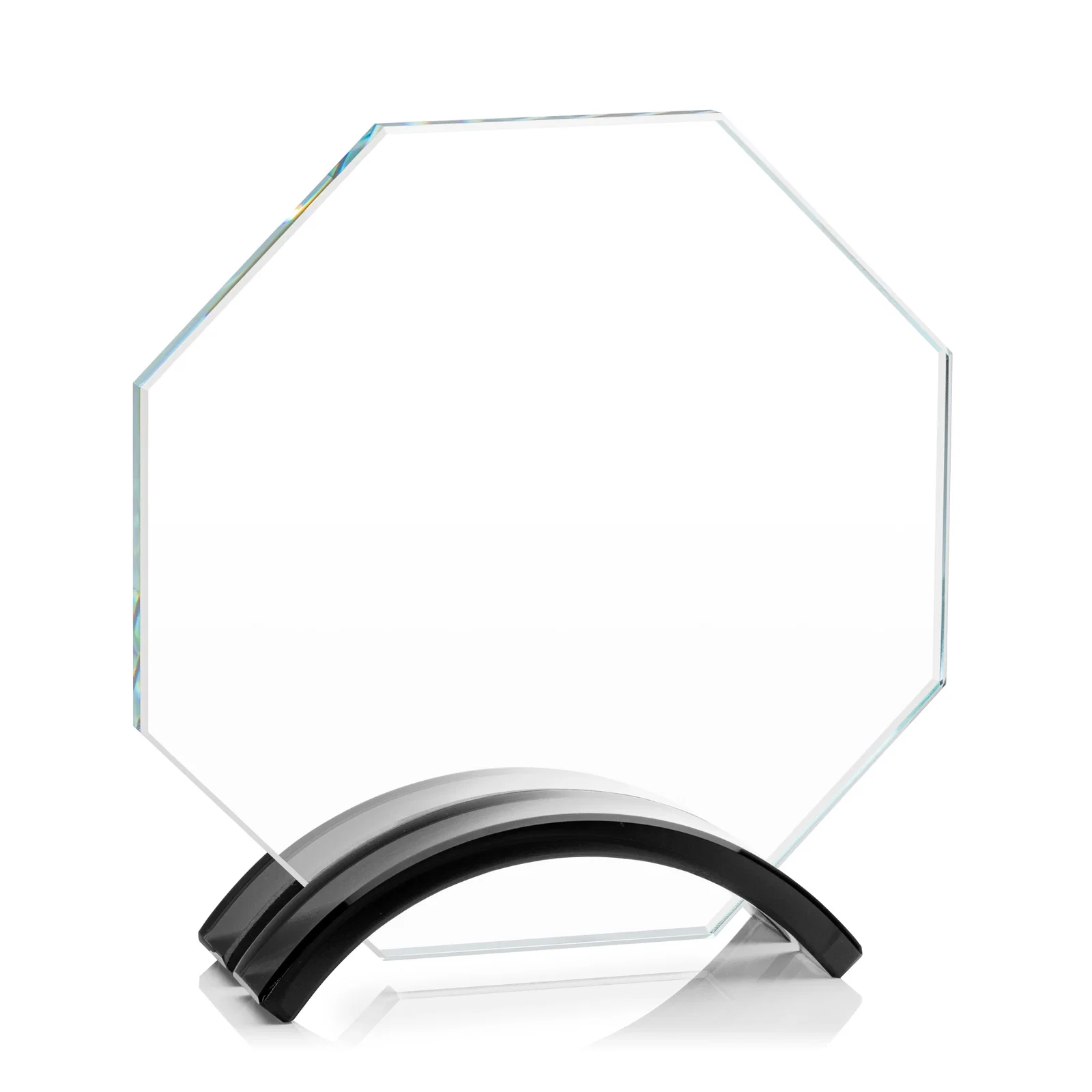 Promotional Starfire Crystal Octagon Award on Arch Base, awards for employee recognition