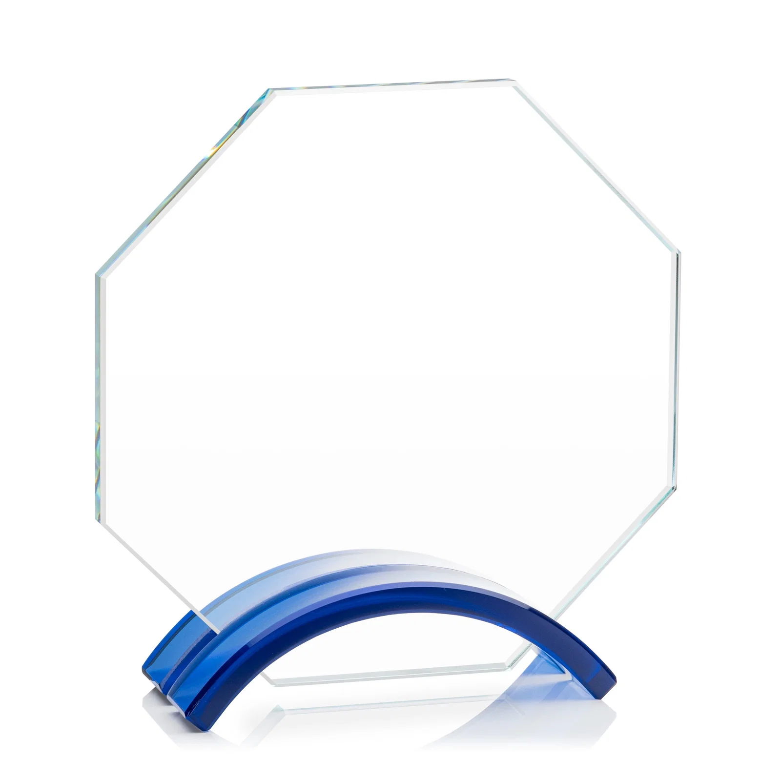 Promotional Starfire Crystal Octagon Award on Arch Base, awards for retirement presentations