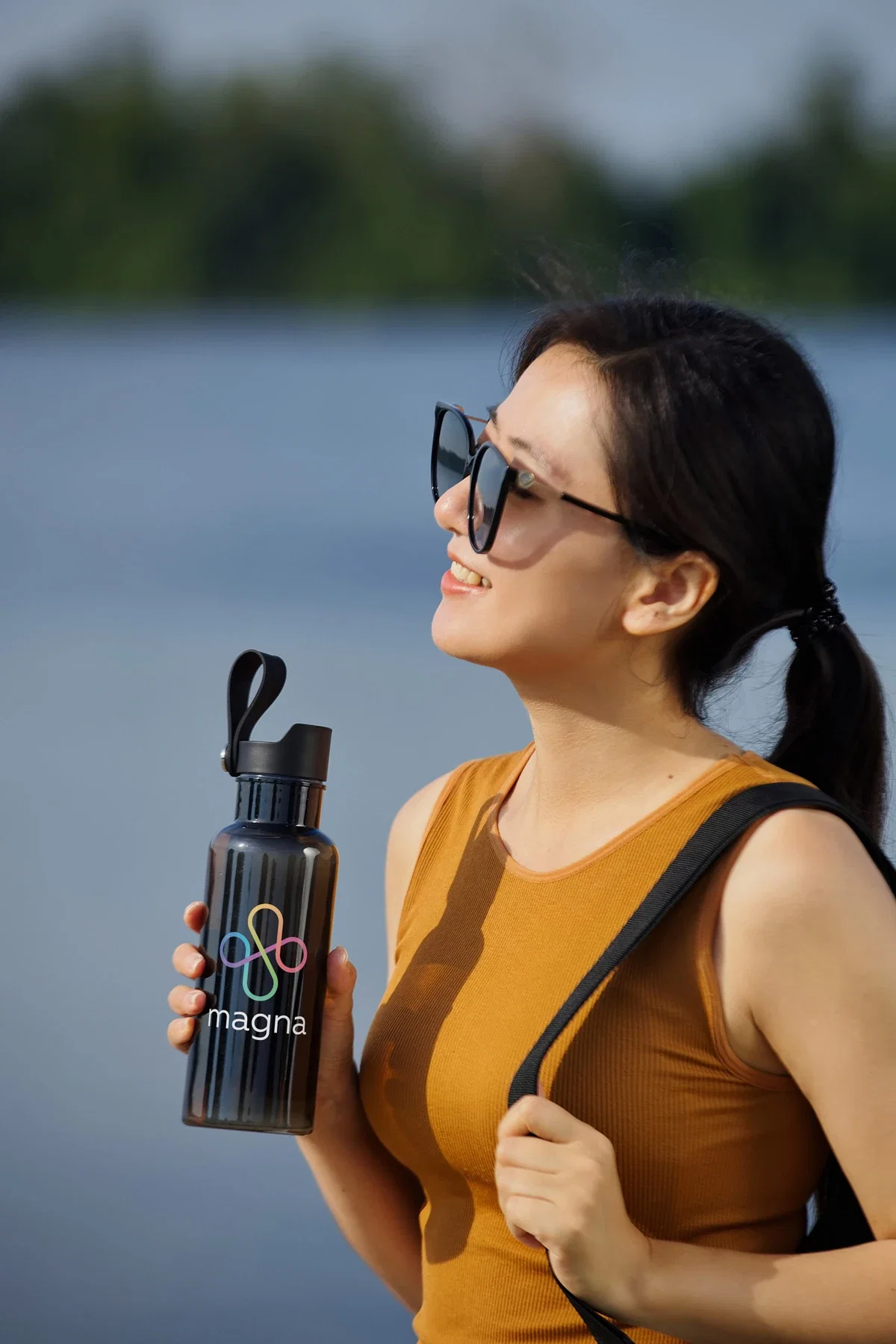Lagoon 20 oz RPET Bottle held in hand