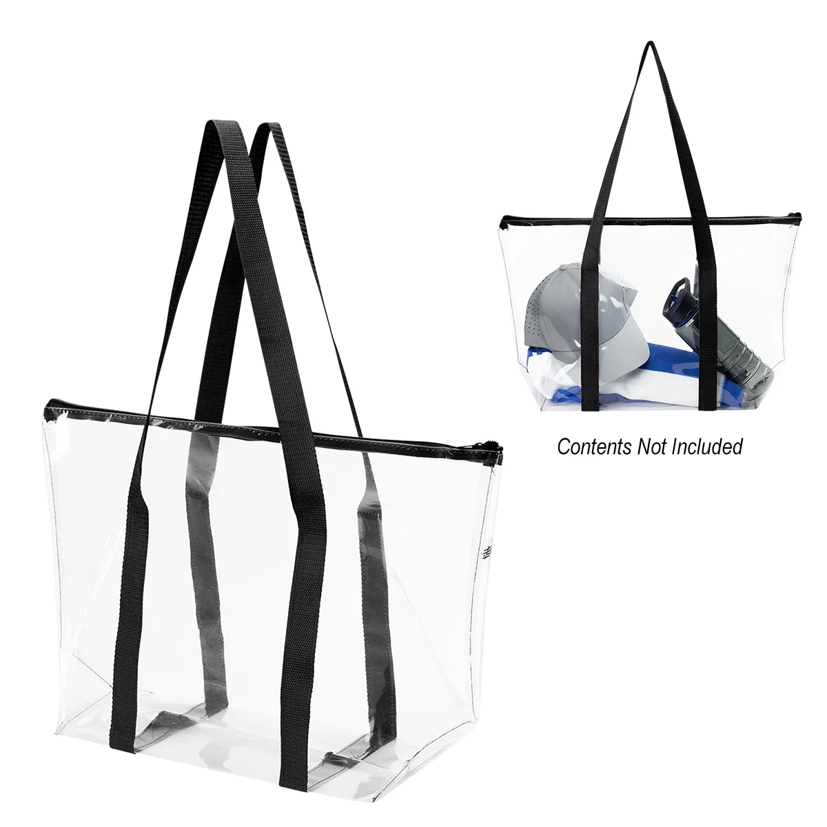 Transparent bag trimmed in royal blue