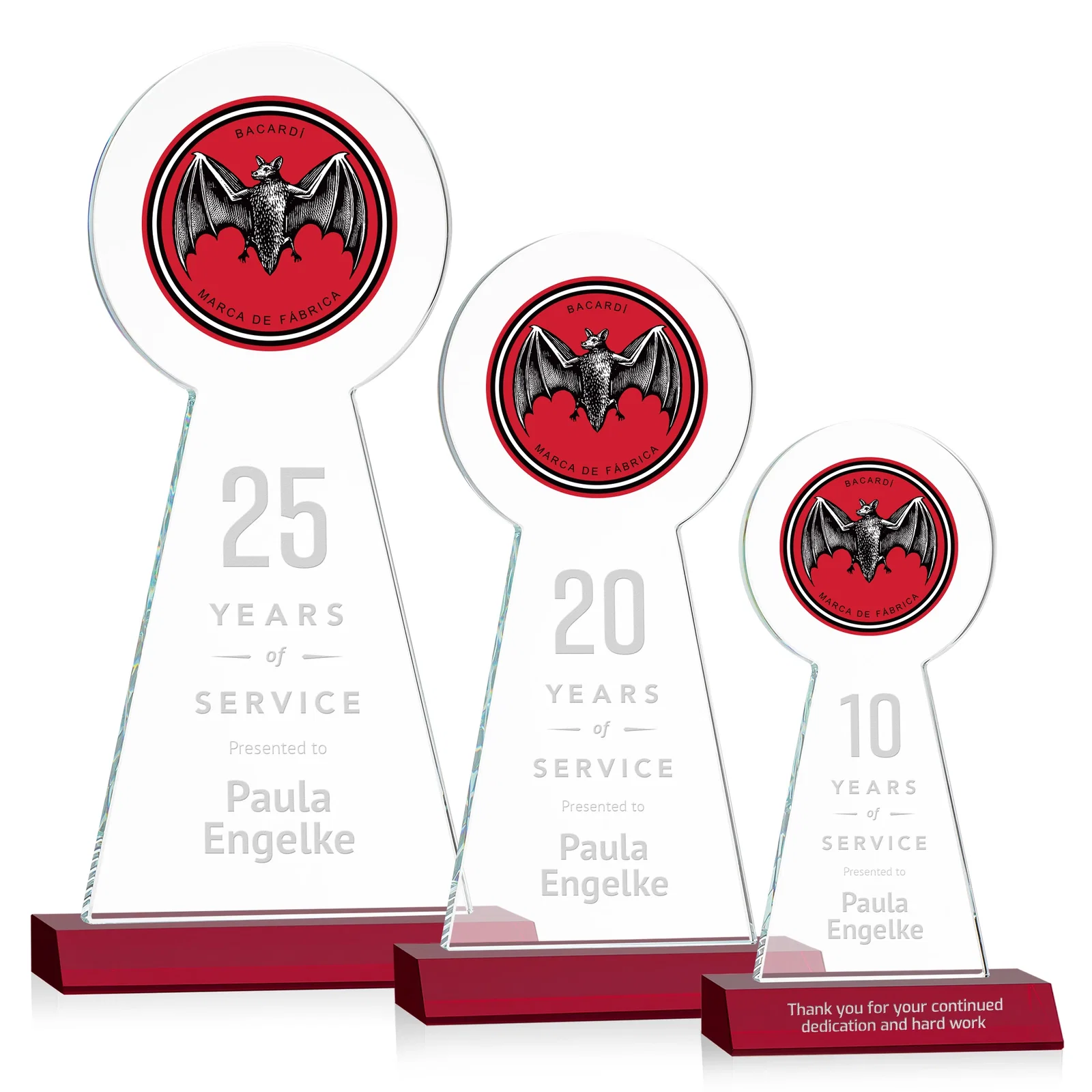 Custom Starfire Crystal Tower Award With Large Circle Top, with your logo for corporate award ceremonies