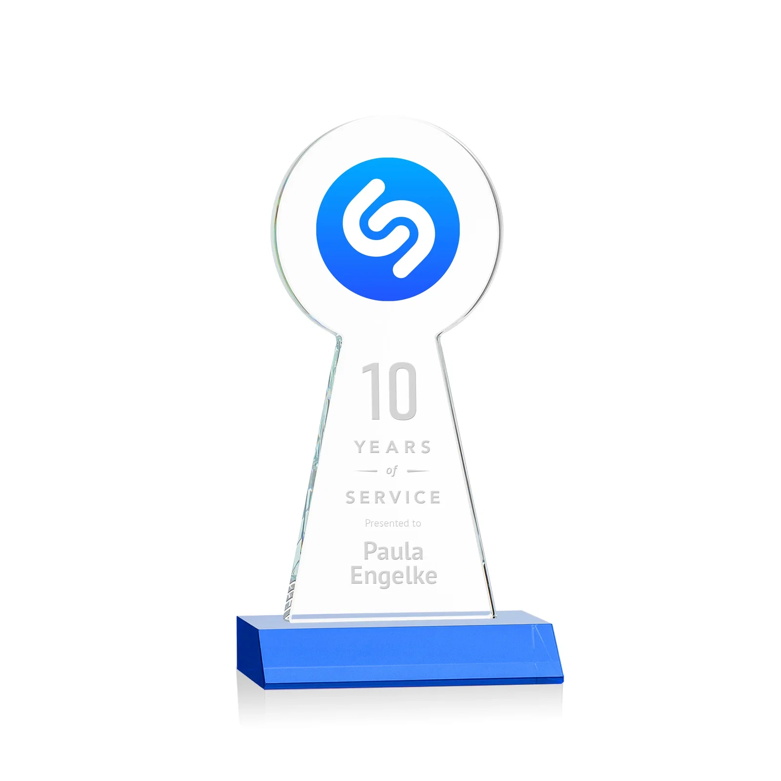 Custom Starfire Crystal Tower Award With Large Circle Top, with your logo for donor appreciation