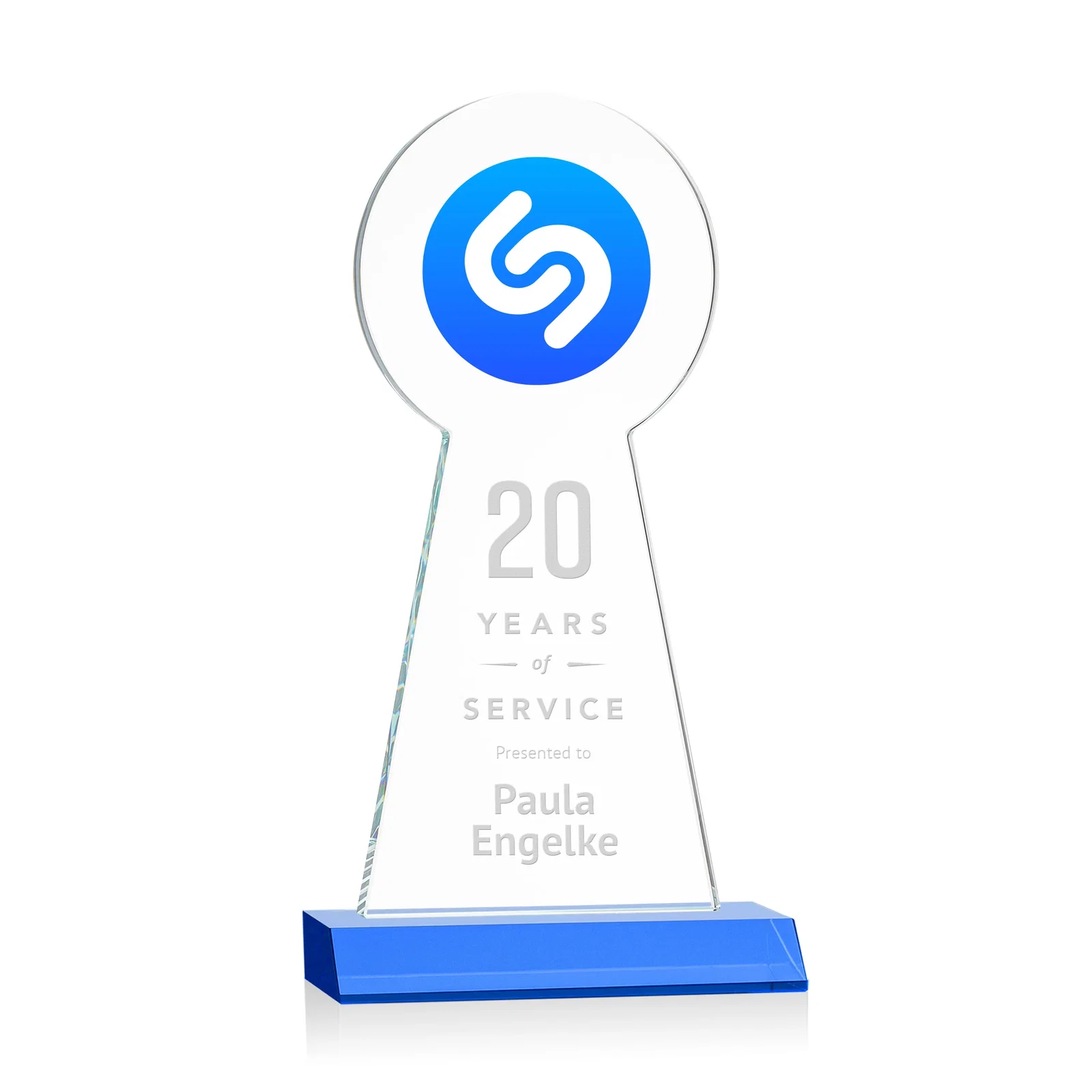 Custom Starfire Crystal Tower Award With Large Circle Top, with your logo for graduation ceremonies