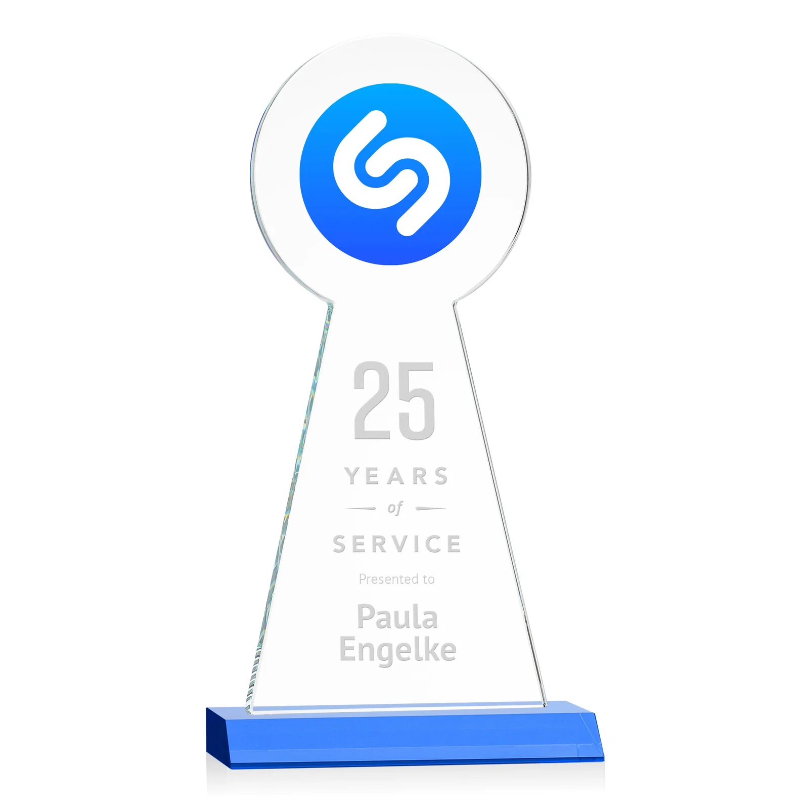 Custom Starfire Crystal Tower Award With Large Circle Top, with your logo for safety achievement programs