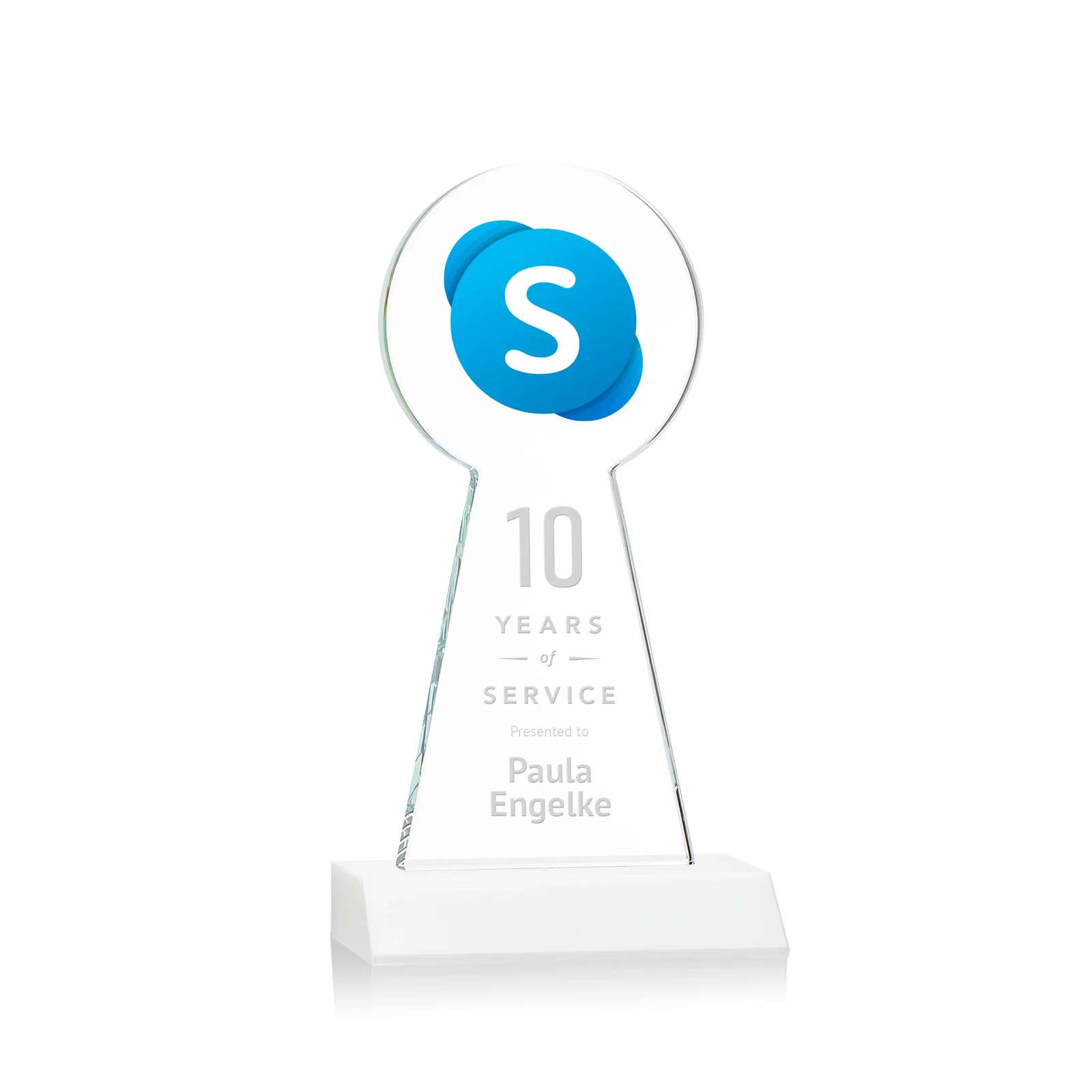 Custom Starfire Crystal Tower Award With Large Circle Top, with your logo for dealer and partner awards