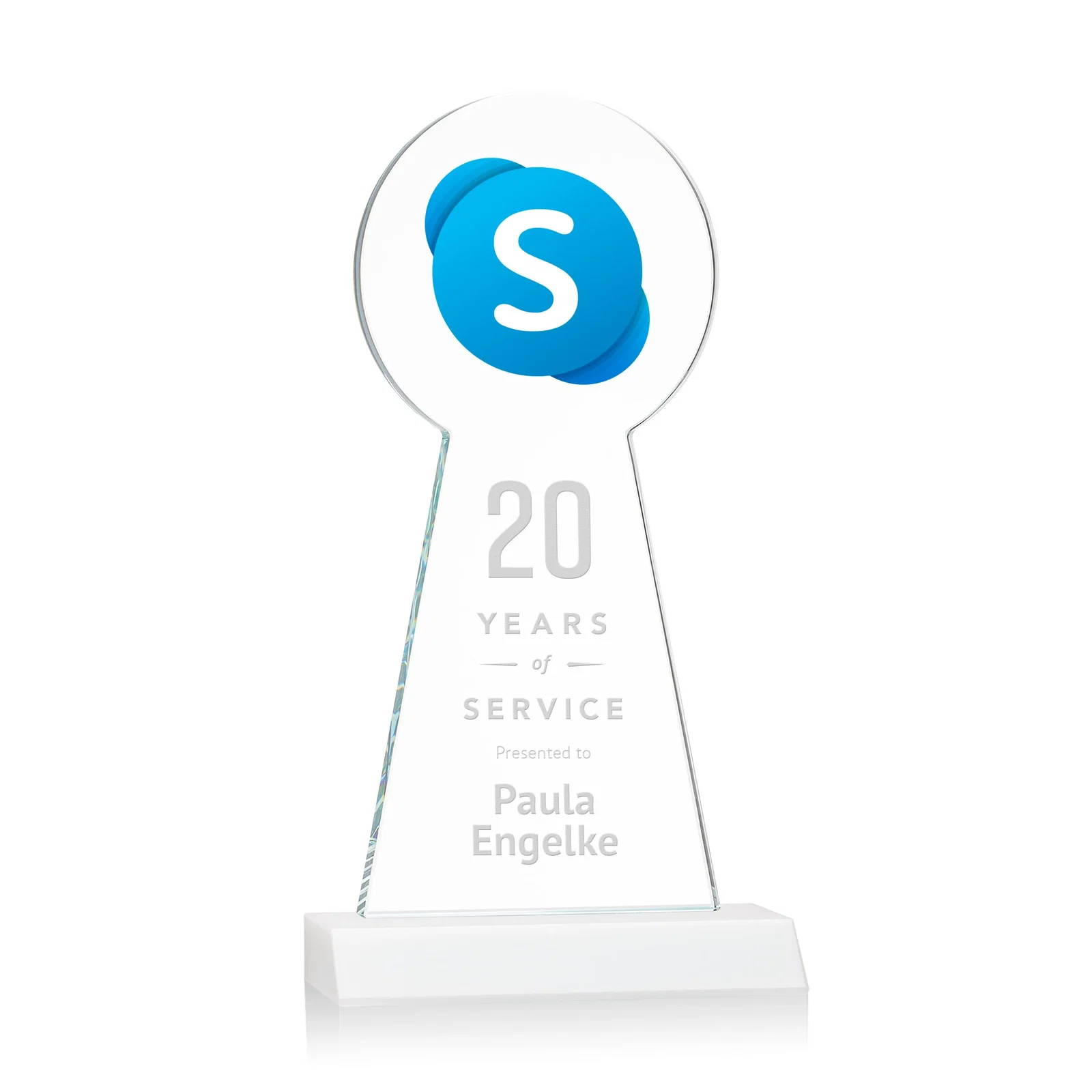 Custom Starfire Crystal Tower Award With Large Circle Top, with your logo for company anniversary events