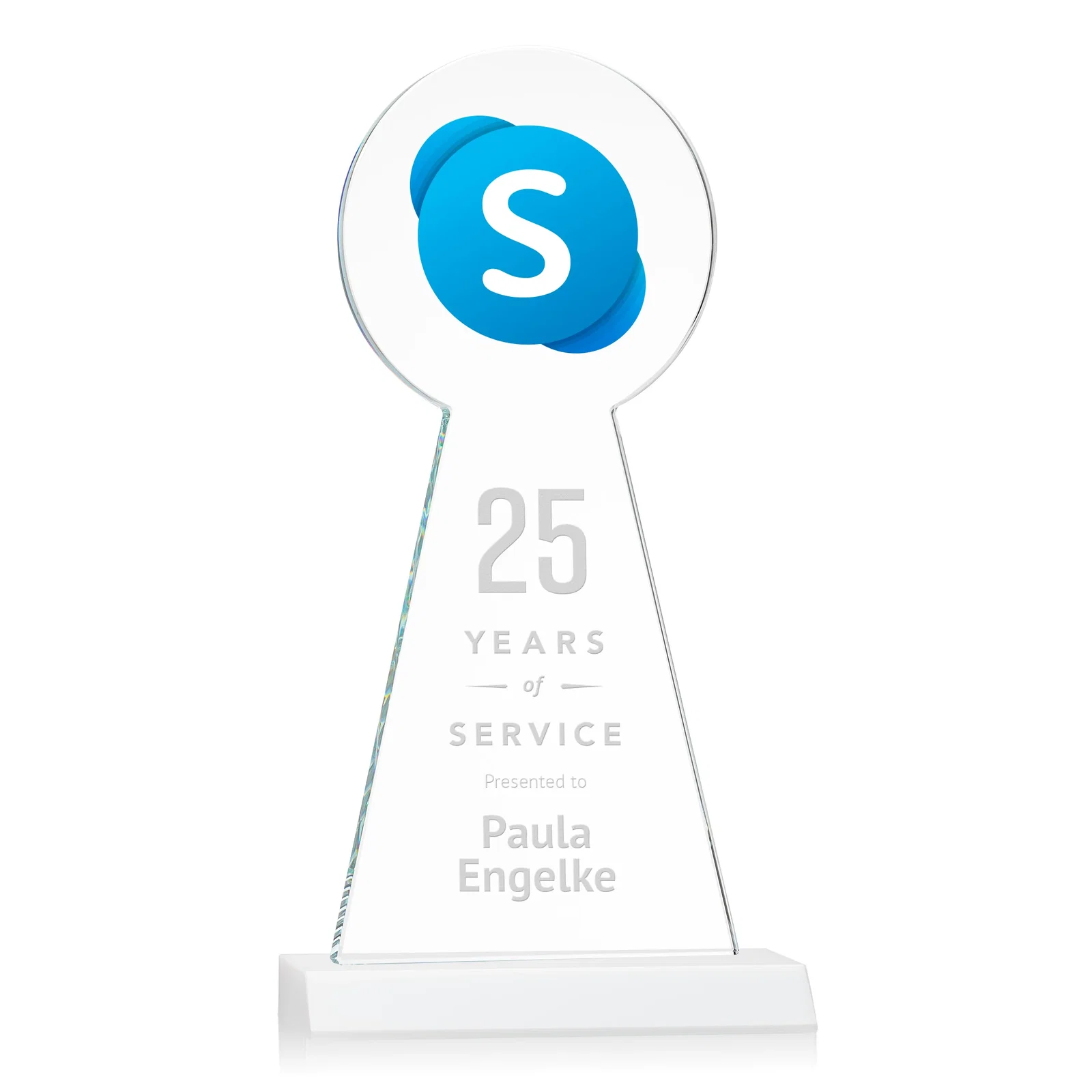 Personalized Starfire Crystal Tower Award With Large Circle Top, with your logo for employee recognition