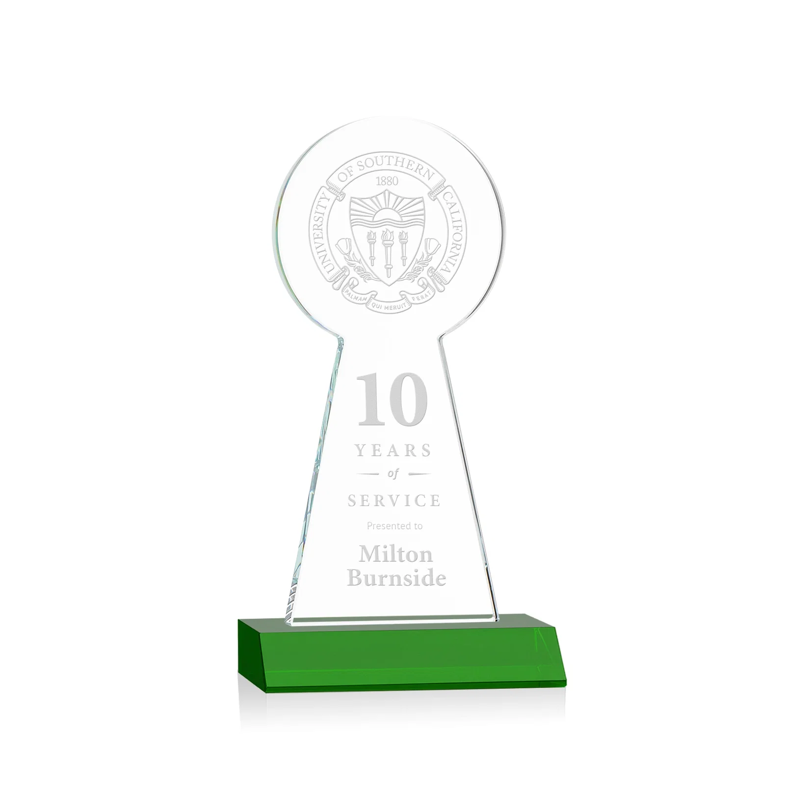 Custom Starfire Crystal Tower Award With Large Circle Top for dealer and partner awards
