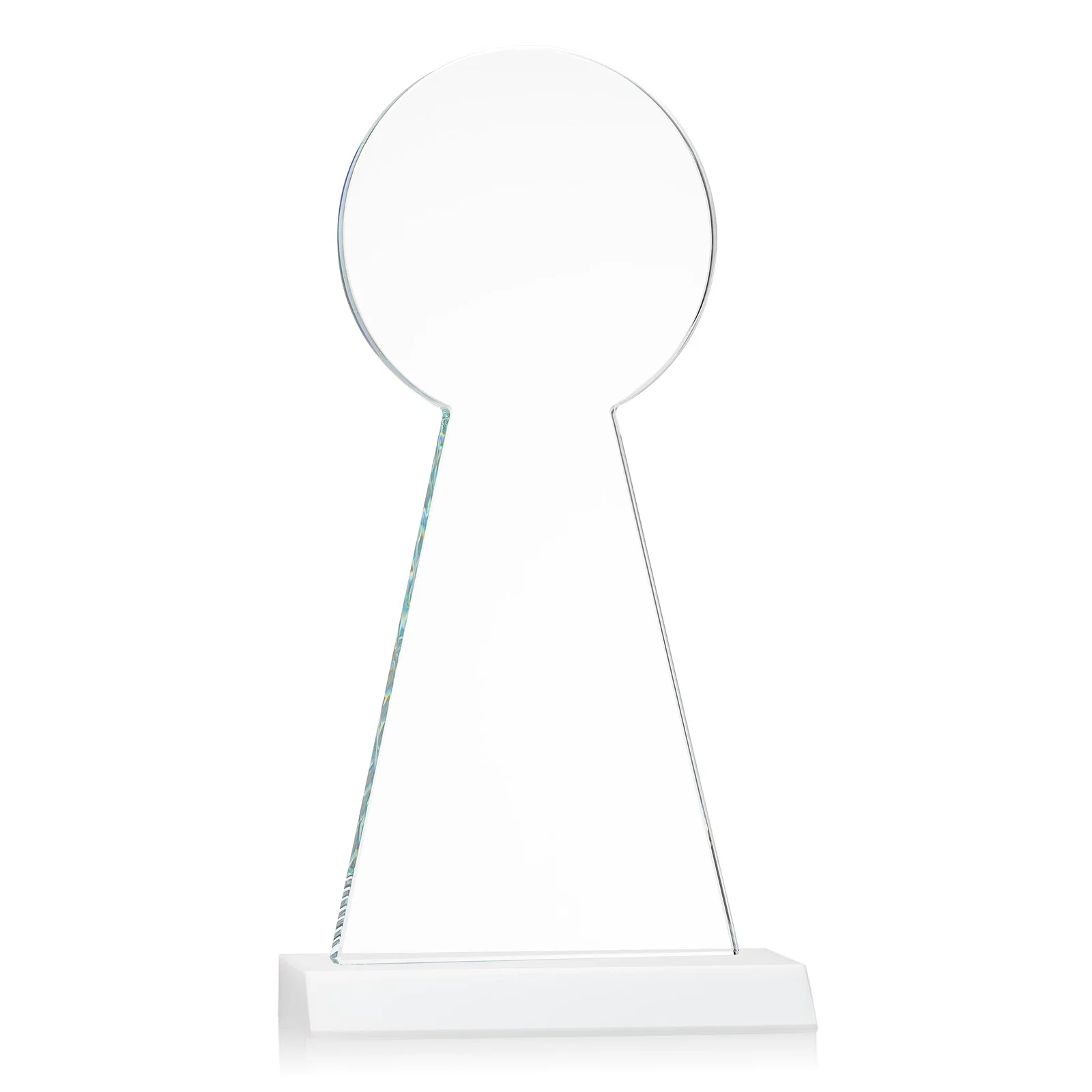 Branded Starfire Crystal Tower Award With Large Circle Top, with your logo for employee recognition