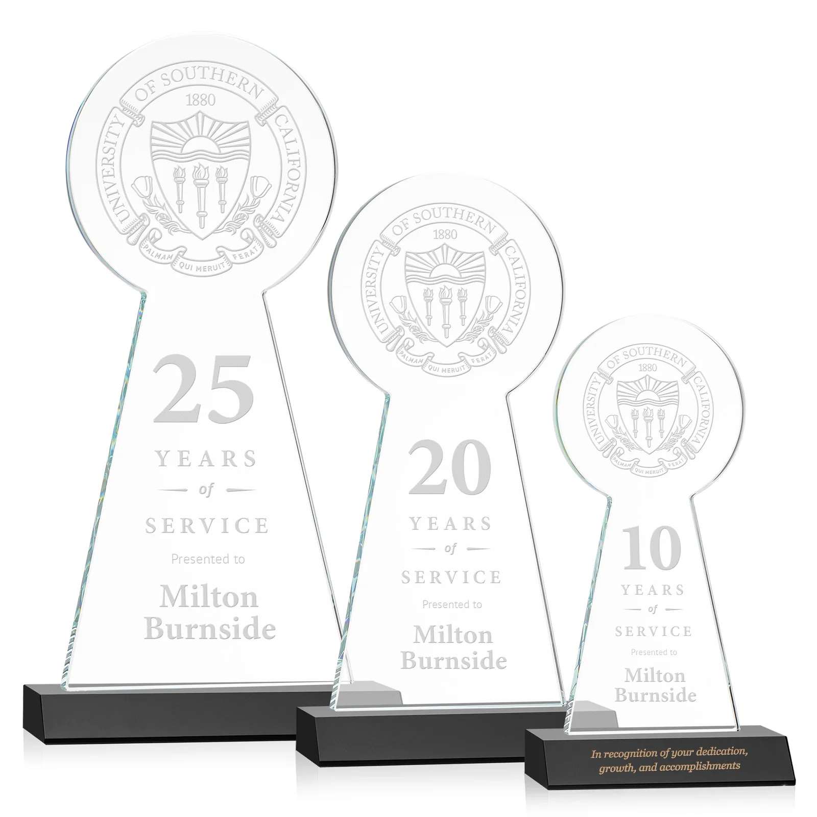Personalized Starfire Crystal Tower Award With Large Circle Top for corporate award ceremonies