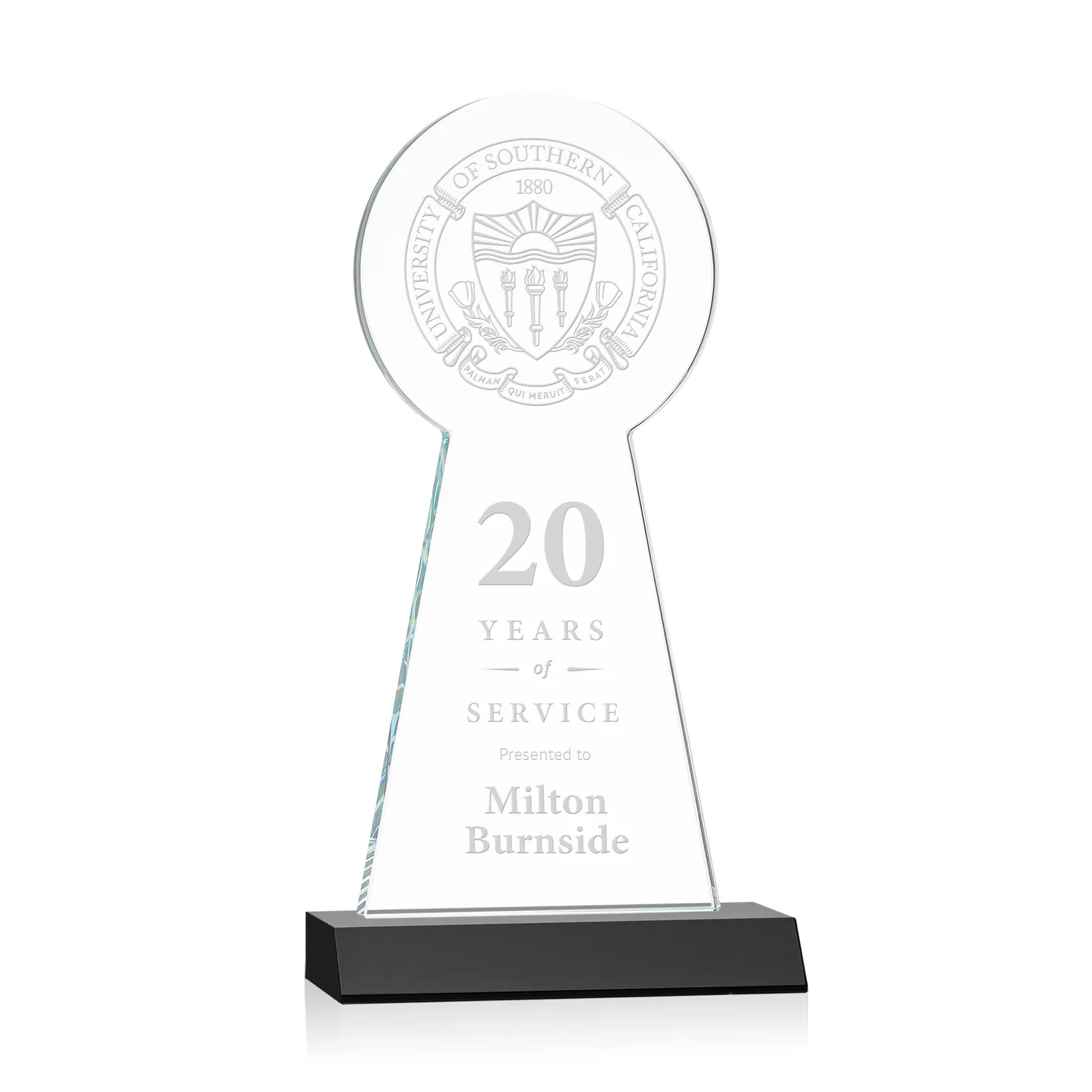 Personalized Starfire Crystal Tower Award With Large Circle Top for sales achievement awards