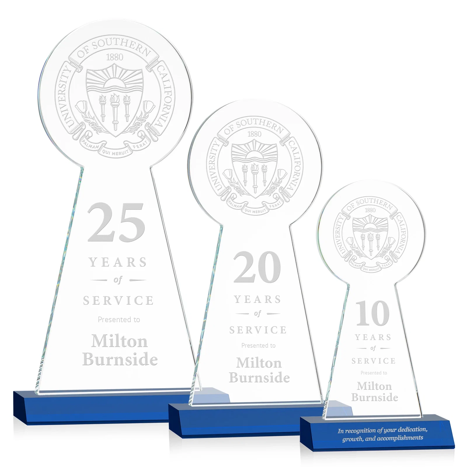 Personalized Starfire Crystal Tower Award With Large Circle Top for team milestone celebrations
