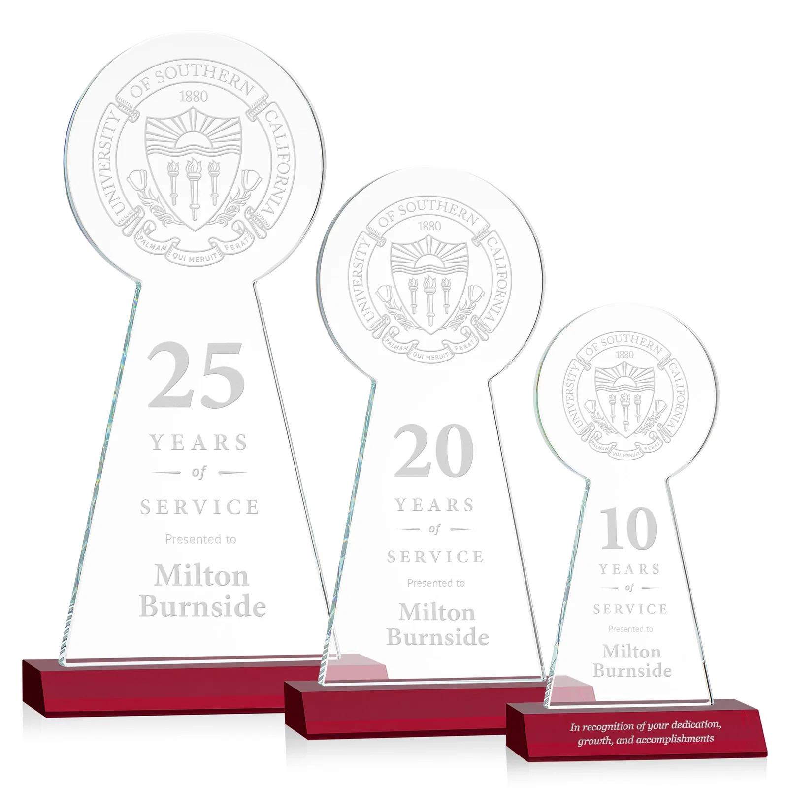 Personalized Starfire Crystal Tower Award With Large Circle Top for volunteer appreciation