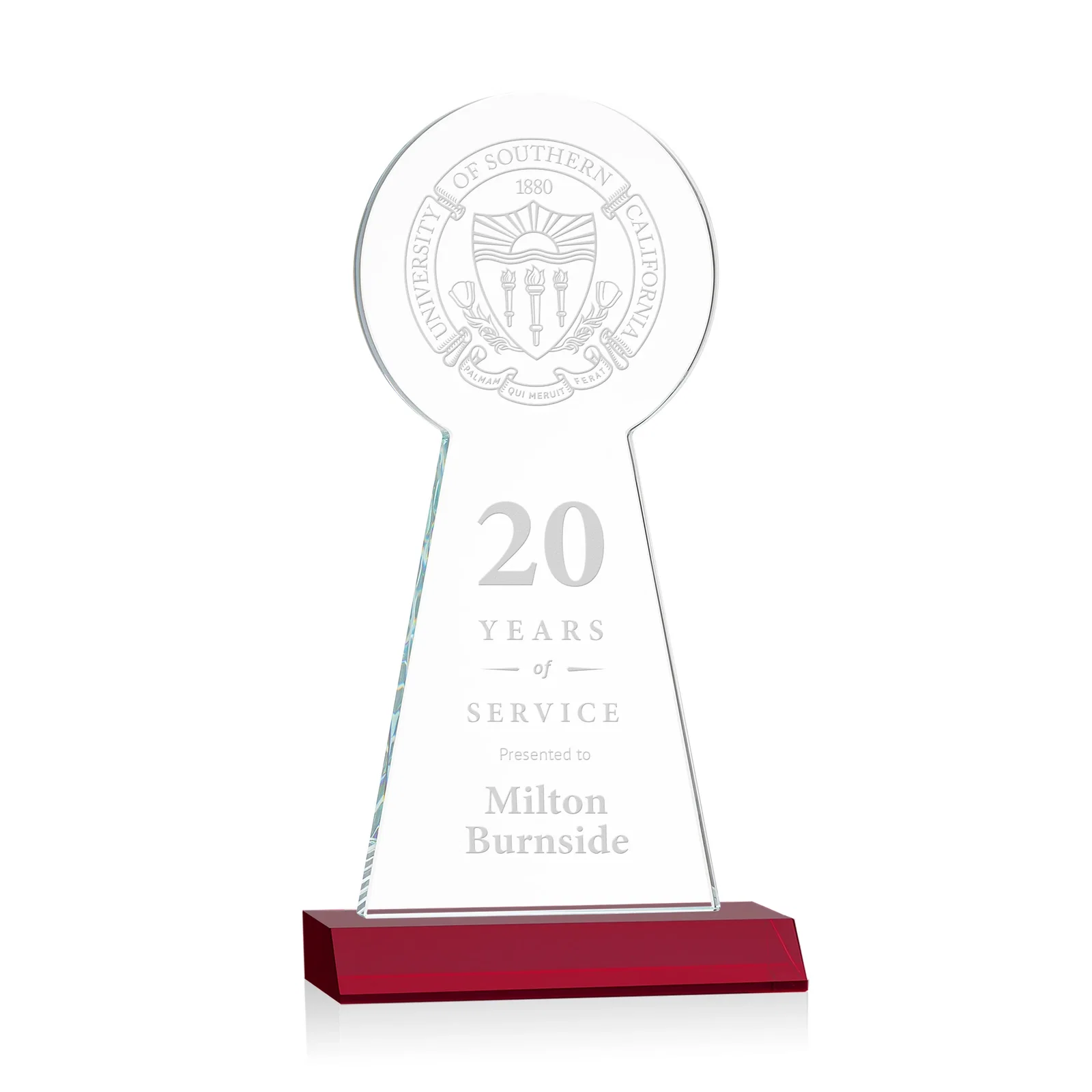 Personalized Starfire Crystal Tower Award With Large Circle Top for company anniversary events
