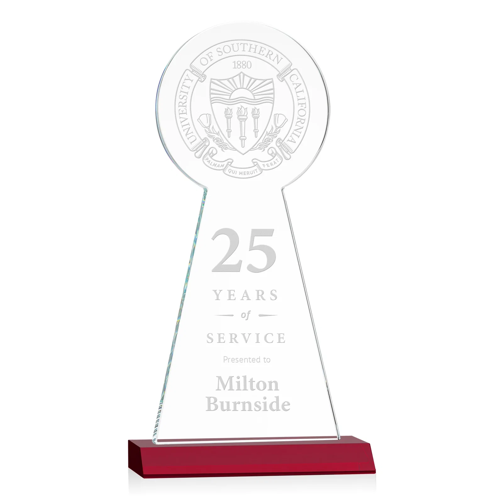 Promotional Starfire Crystal Tower Award With Large Circle Top for employee recognition