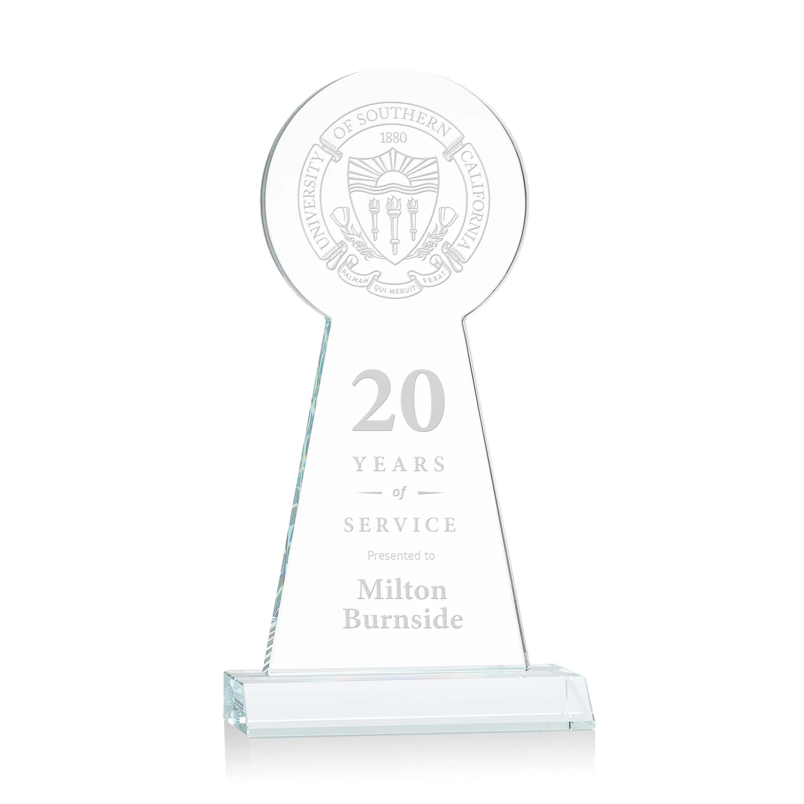 Custom Starfire Crystal Tower Award With Large Circle Top for service anniversary gifts