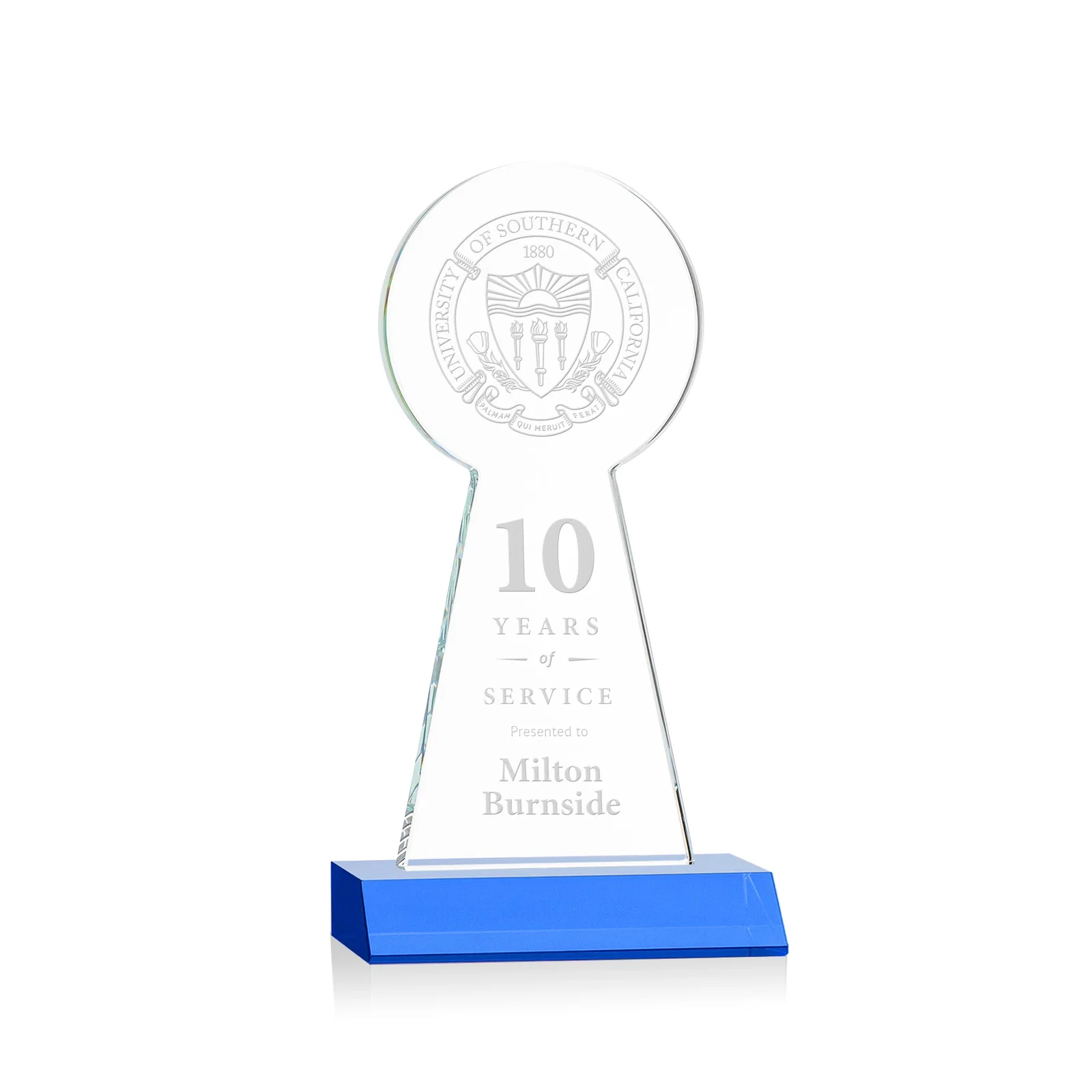 Promotional Starfire Crystal Tower Award With Large Circle Top for service anniversary gifts