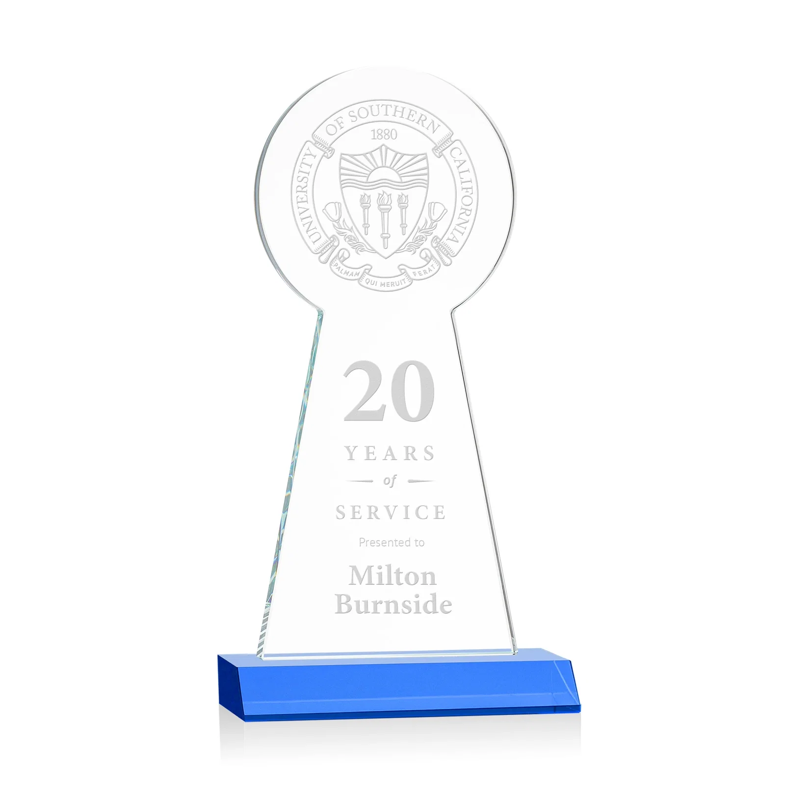 Promotional Starfire Crystal Tower Award With Large Circle Top for sales achievement awards