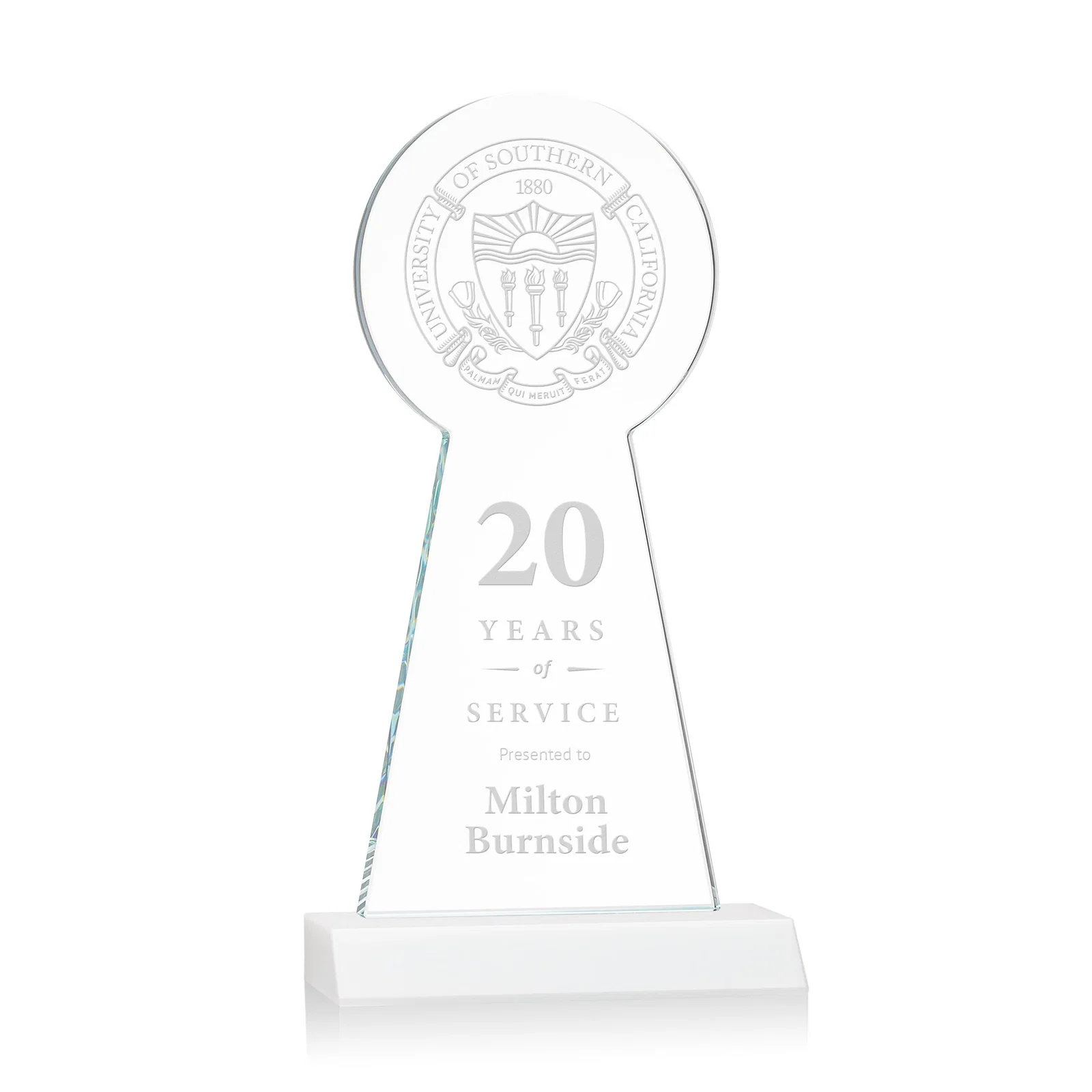 Promotional Starfire Crystal Tower Award With Large Circle Top for graduation ceremonies
