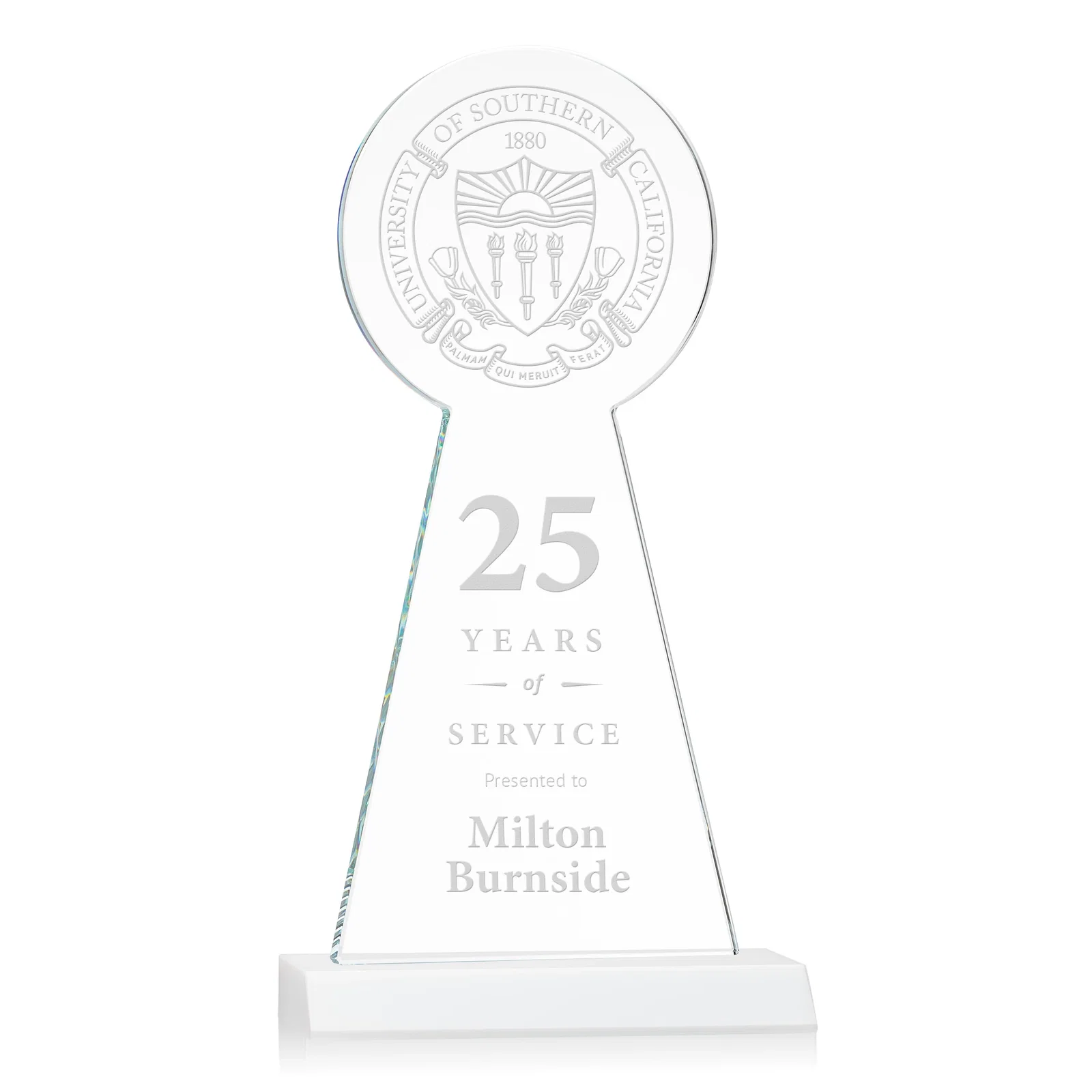 Promotional Starfire Crystal Tower Award With Large Circle Top for safety achievement programs