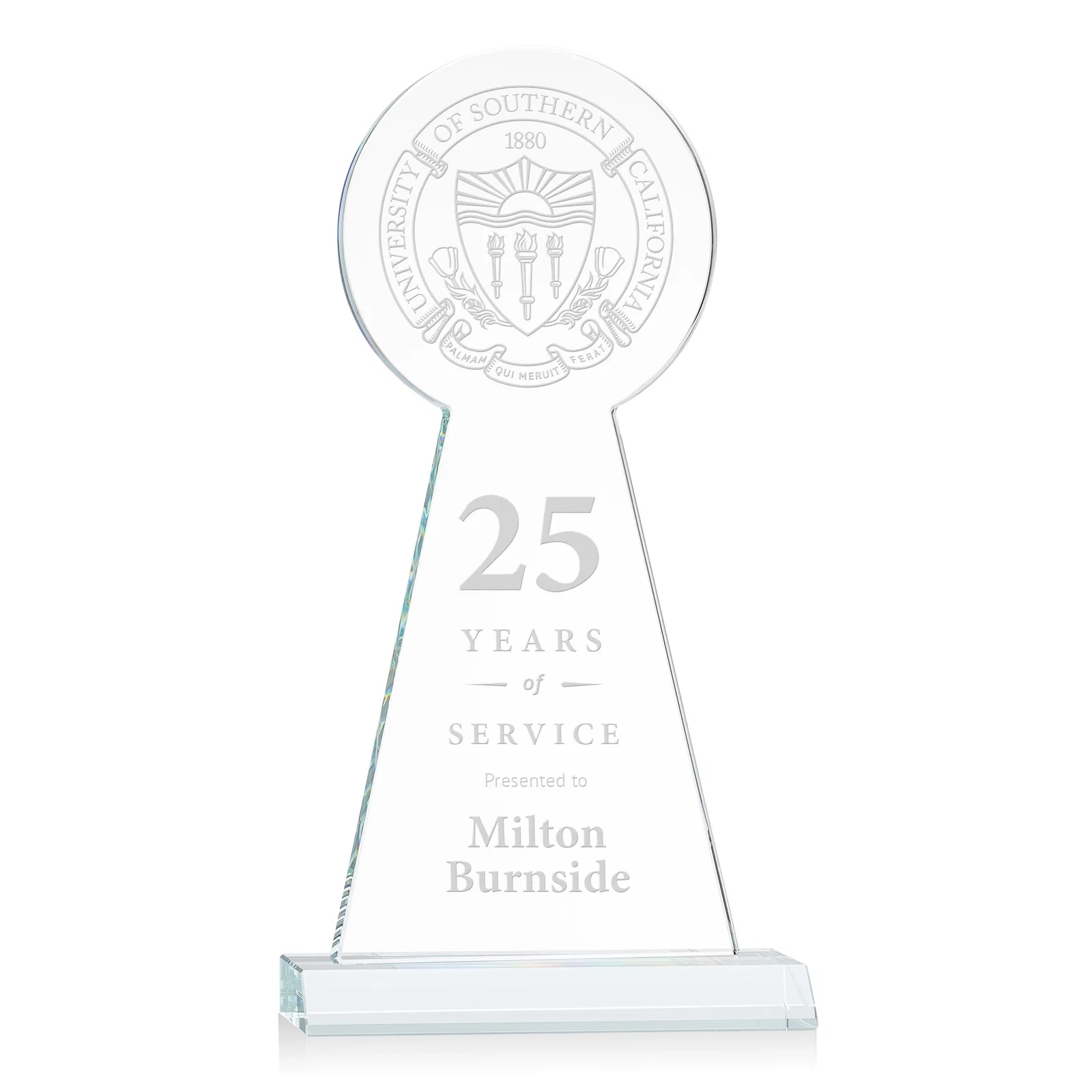 Custom Starfire Crystal Tower Award With Large Circle Top for sales achievement awards