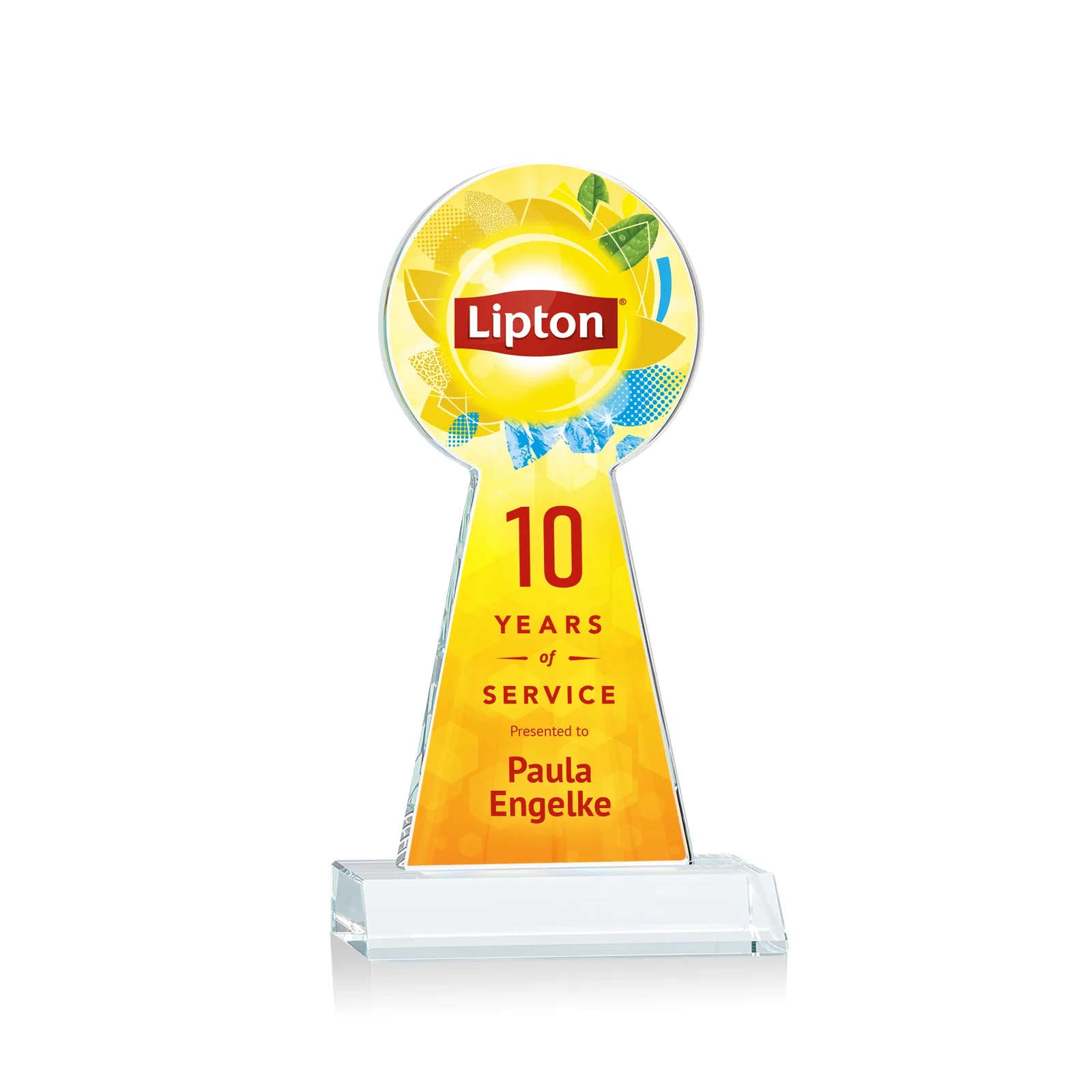 Promotional Starfire Crystal Tower Award With Large Circle Top for dealer and partner awards
