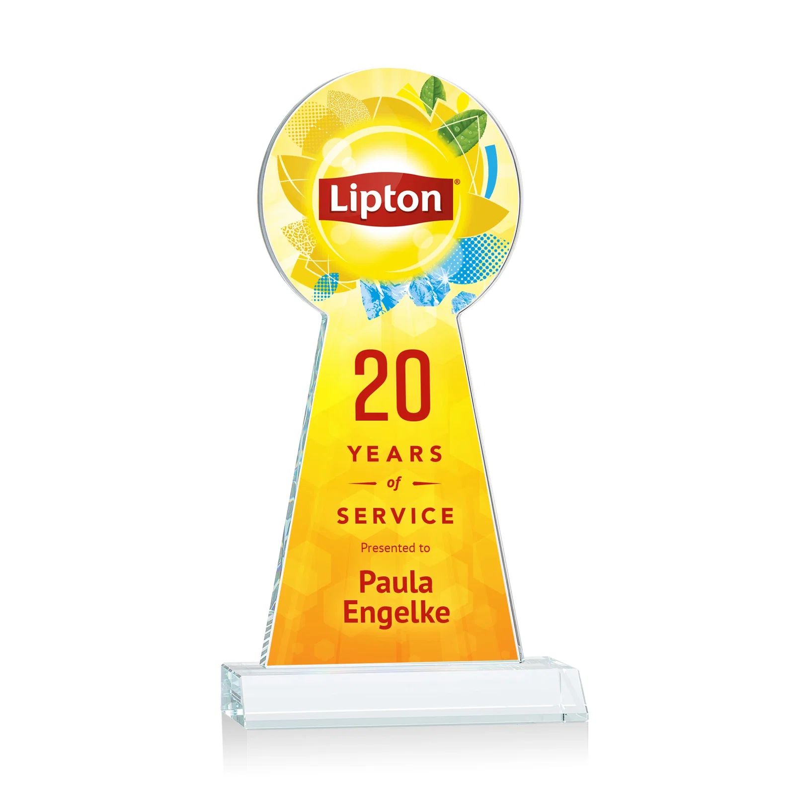 Promotional Starfire Crystal Tower Award With Large Circle Top for company anniversary events