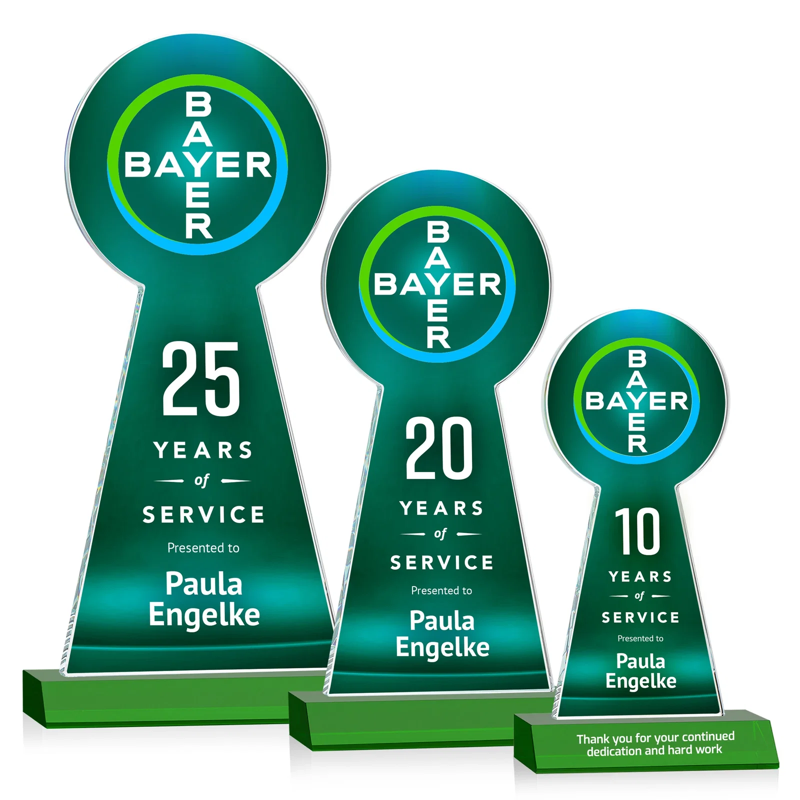 Branded Starfire Crystal Tower Award With Large Circle Top for team milestone celebrations