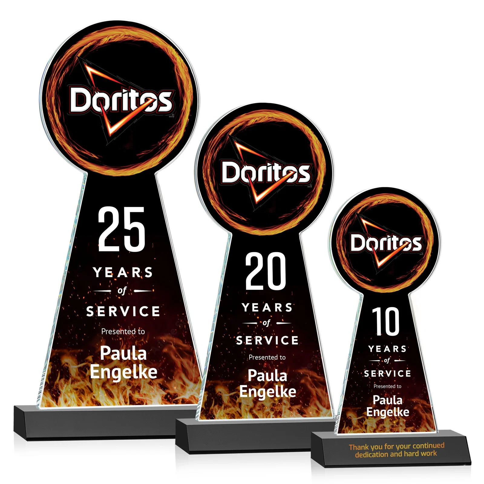 Branded Starfire Crystal Tower Award With Large Circle Top for volunteer appreciation